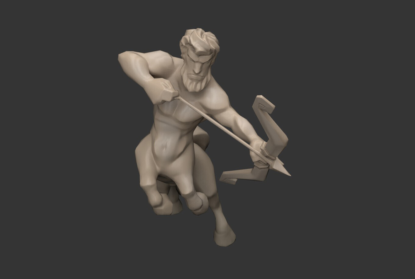 Zbrush sculpted baked in substance Painter of a statue of a centaur 