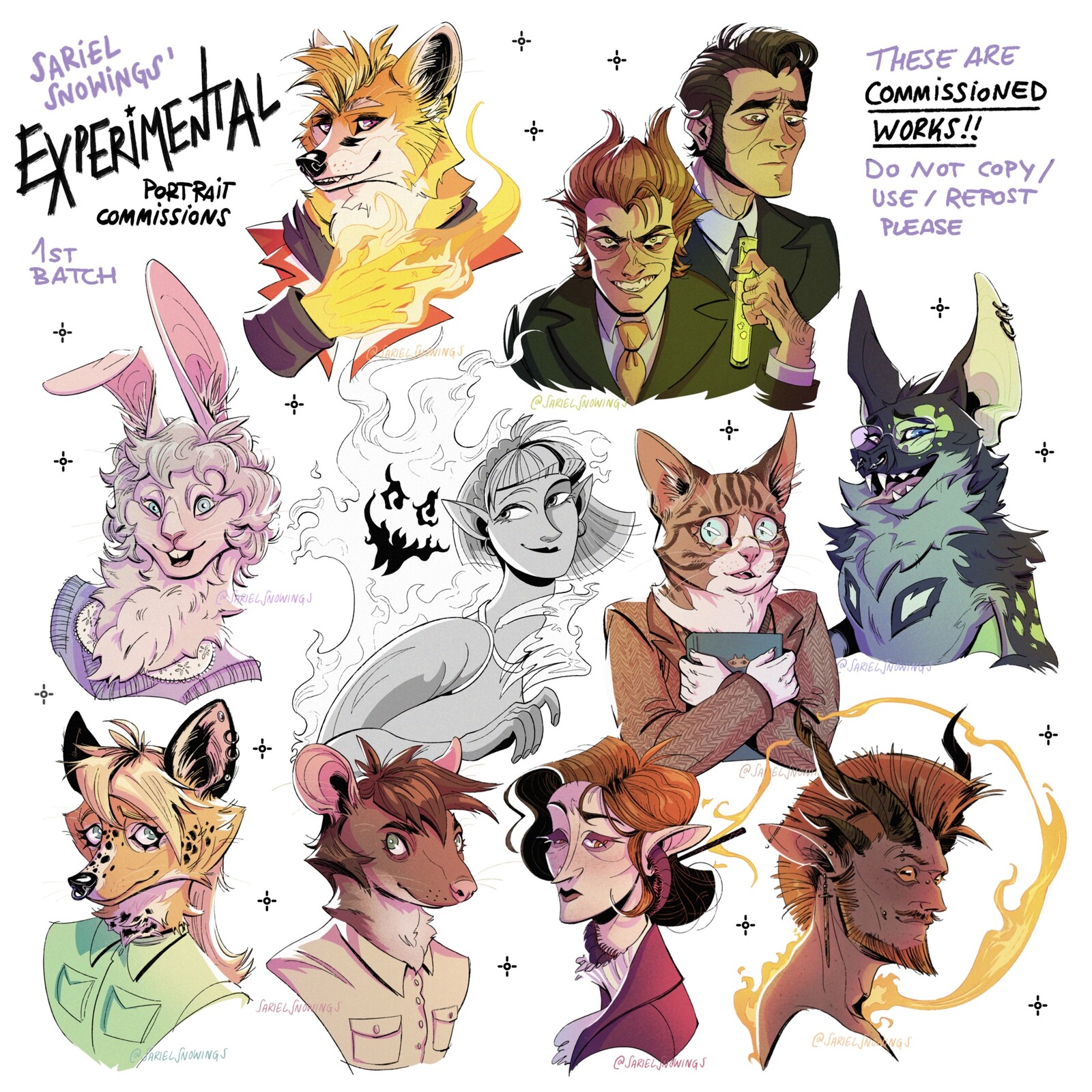 Collage of the first batch of commissions, circa August 2023.