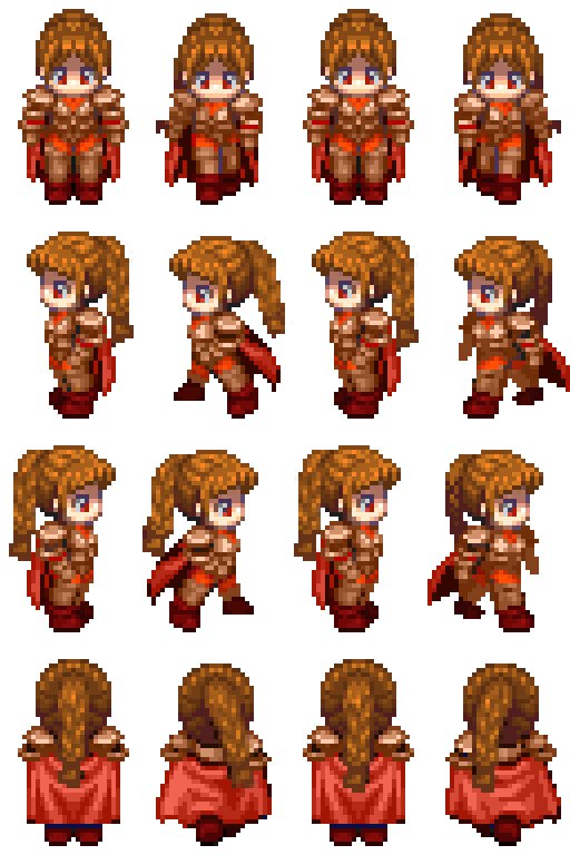 An alternate Maybell sprite sheet featuring heavier shading on the face and red eyes.