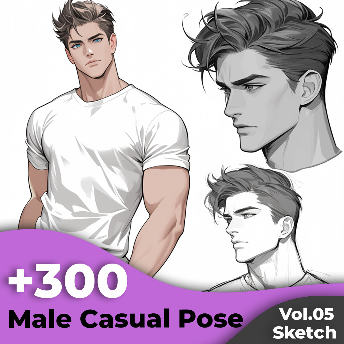 ArtStation - +300 Male Casual Pose Sketch Reference(4k) | Vol_05