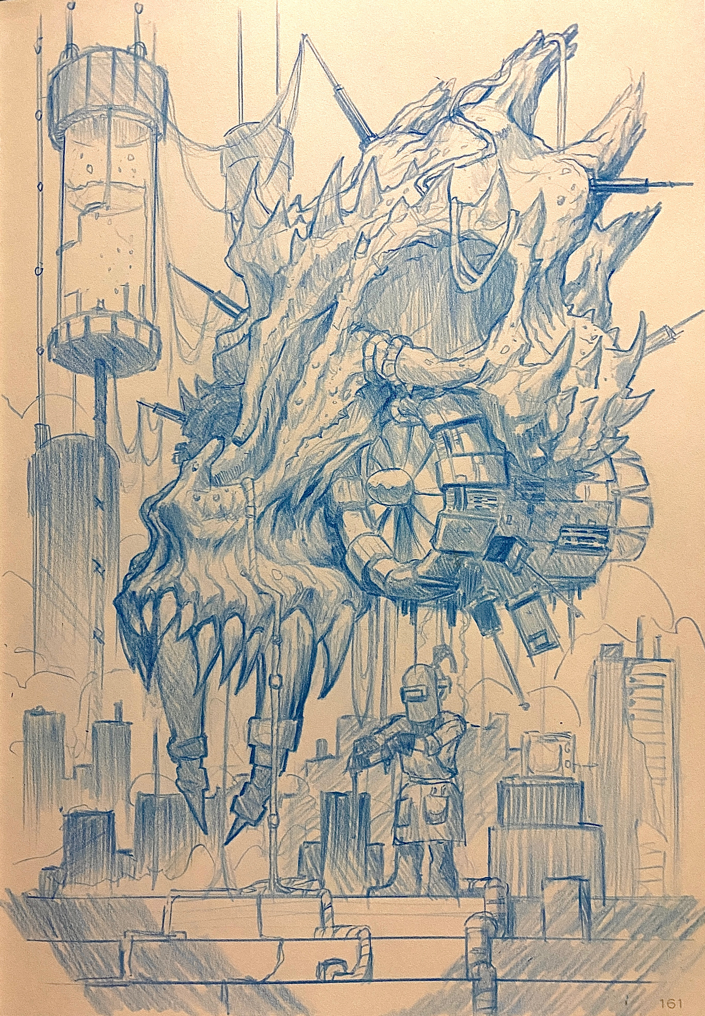 Blue pencil sketch