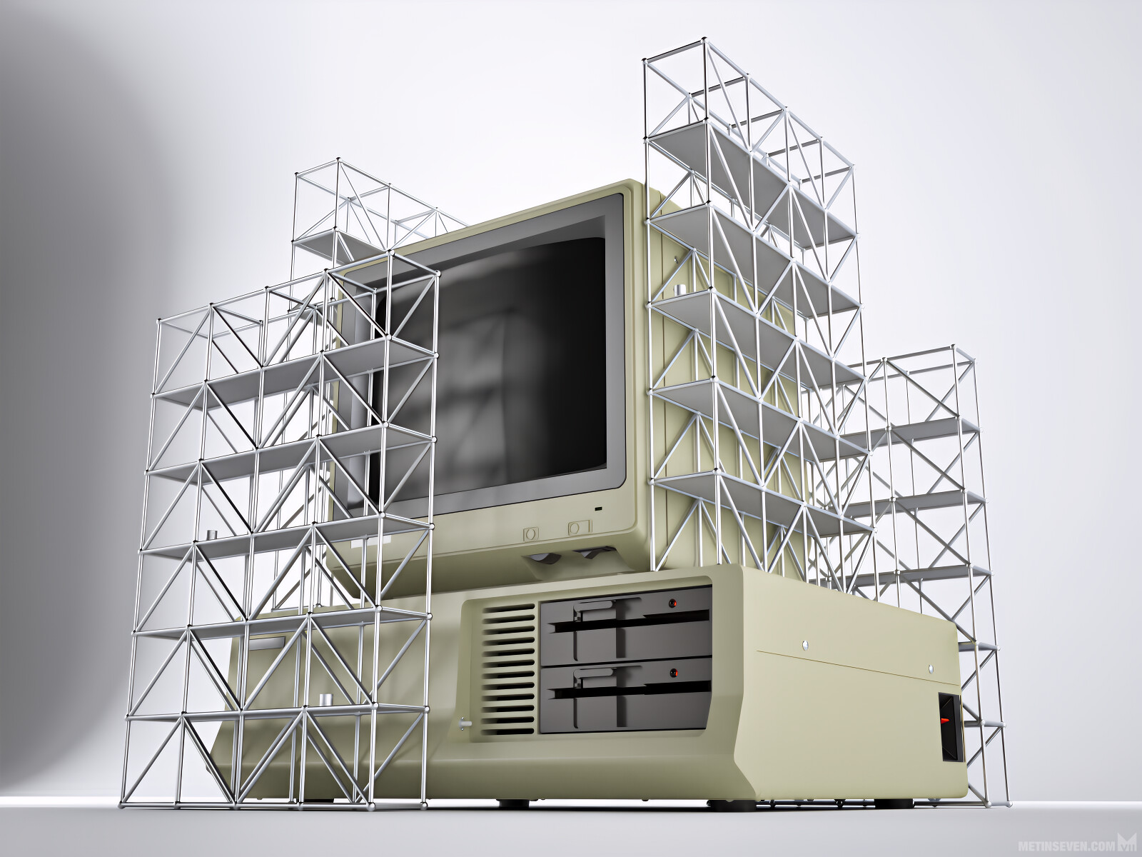 Retro-computer restoration ─ 3D magazine illustration