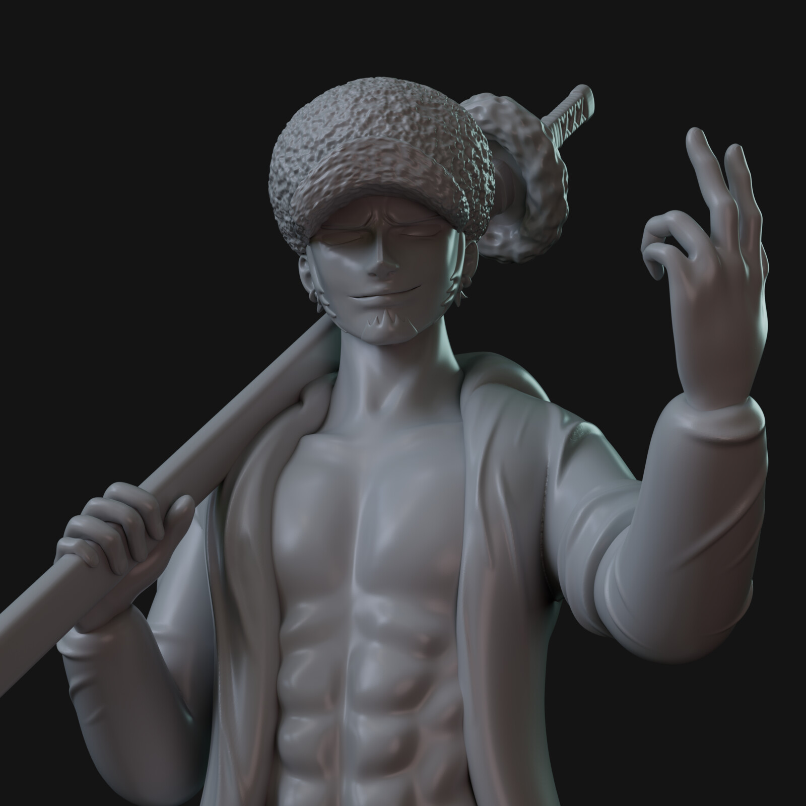 Trafalgar D. Law Zbrush sculpt and 3D print