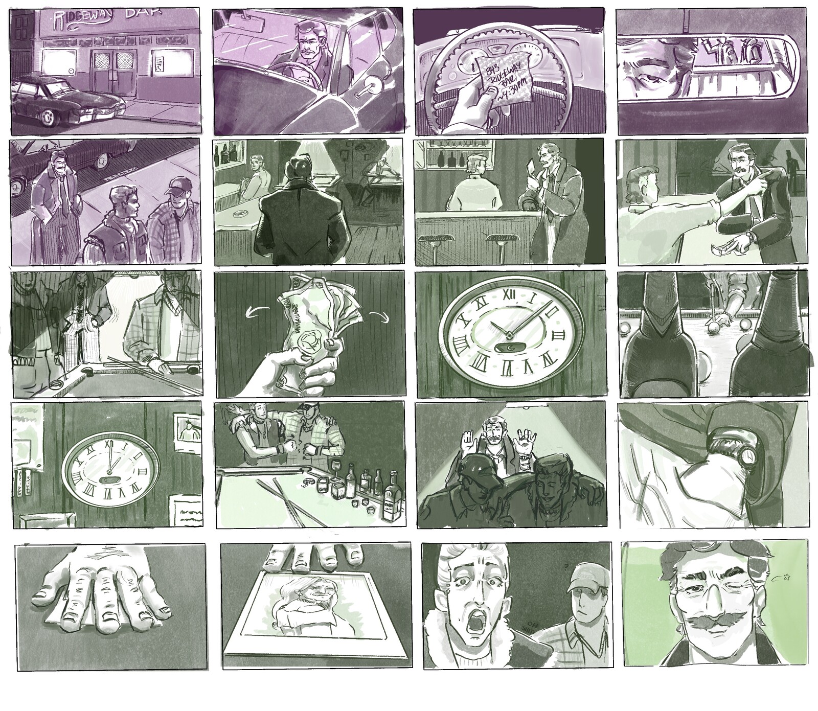 Story board for practice project "Detective at Work"
