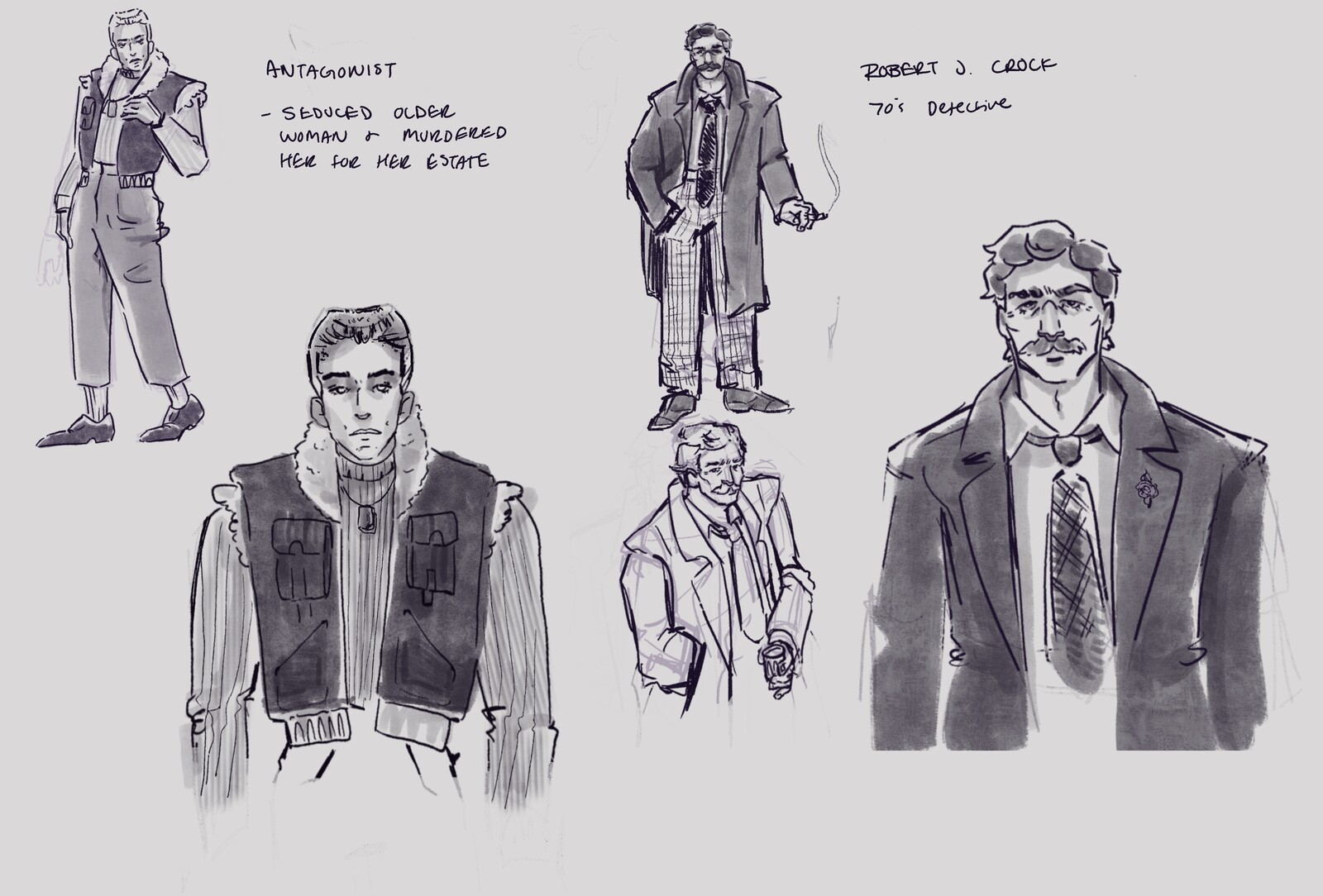 Quick character sketches for storyboard