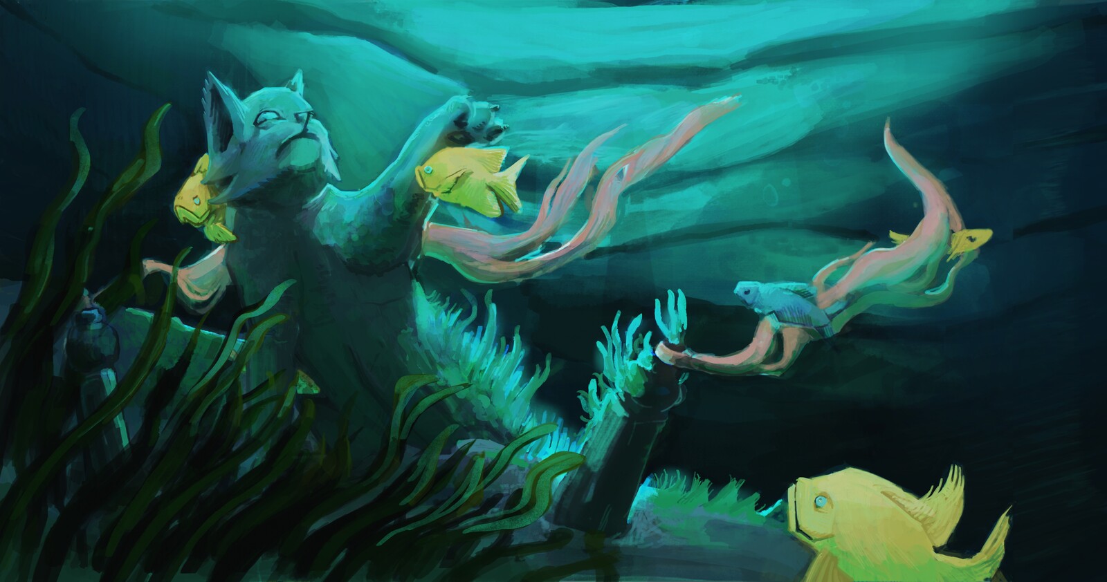 More refined digital painting of underwater environment