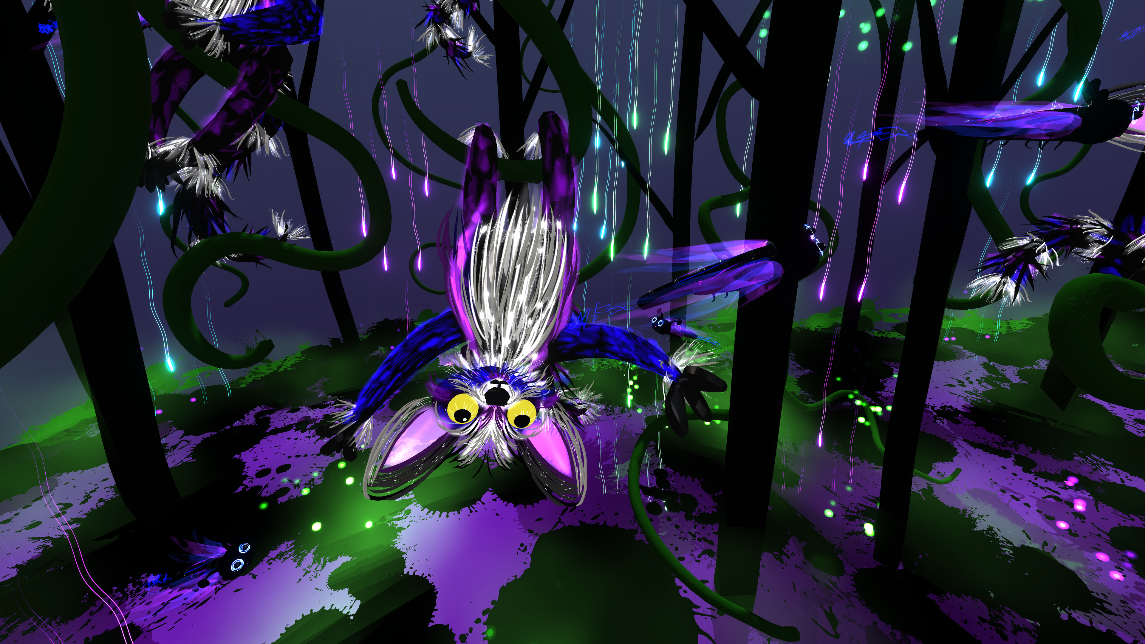 Pwiffles in luminescent forest, also featured in Galactic Safari show
