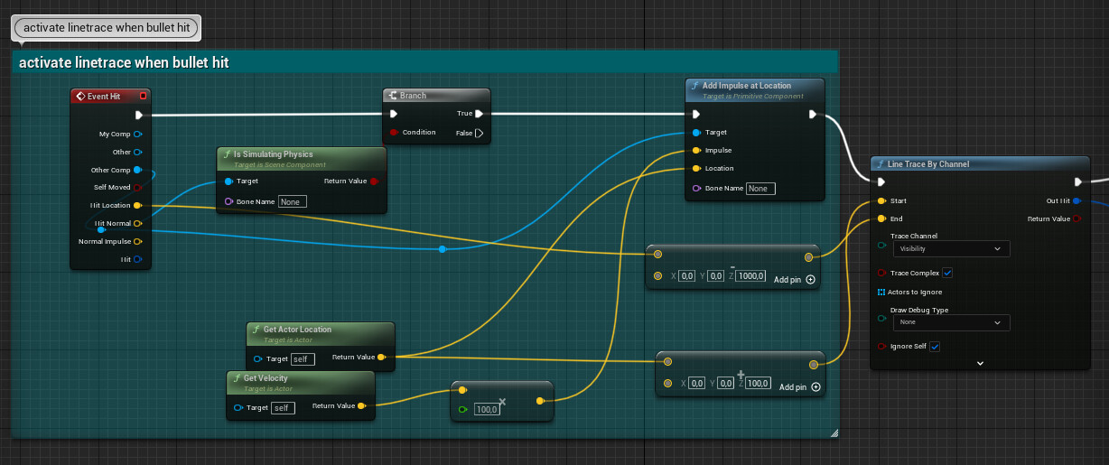 Hitting component activates a line-trace.