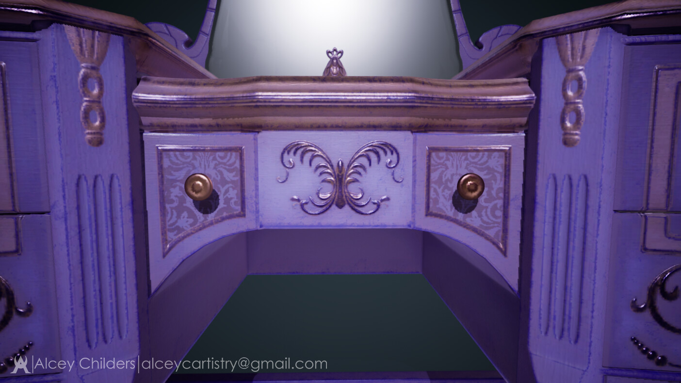 Center drawers ornament and detail shot.
Rendered in Unreal.