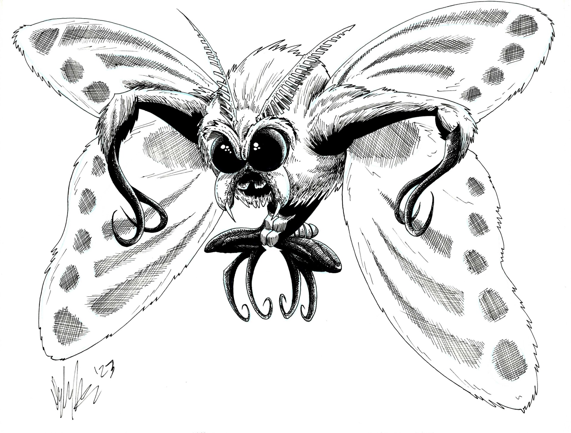 Enter the mothman (large black ink drawing on offers bristol)