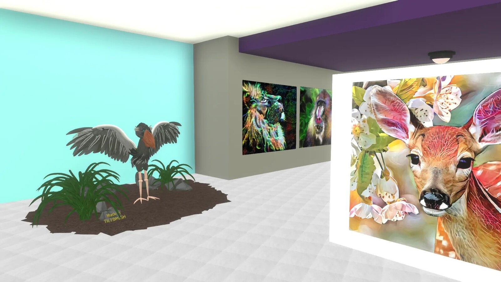 Shoebill stork in art gallery