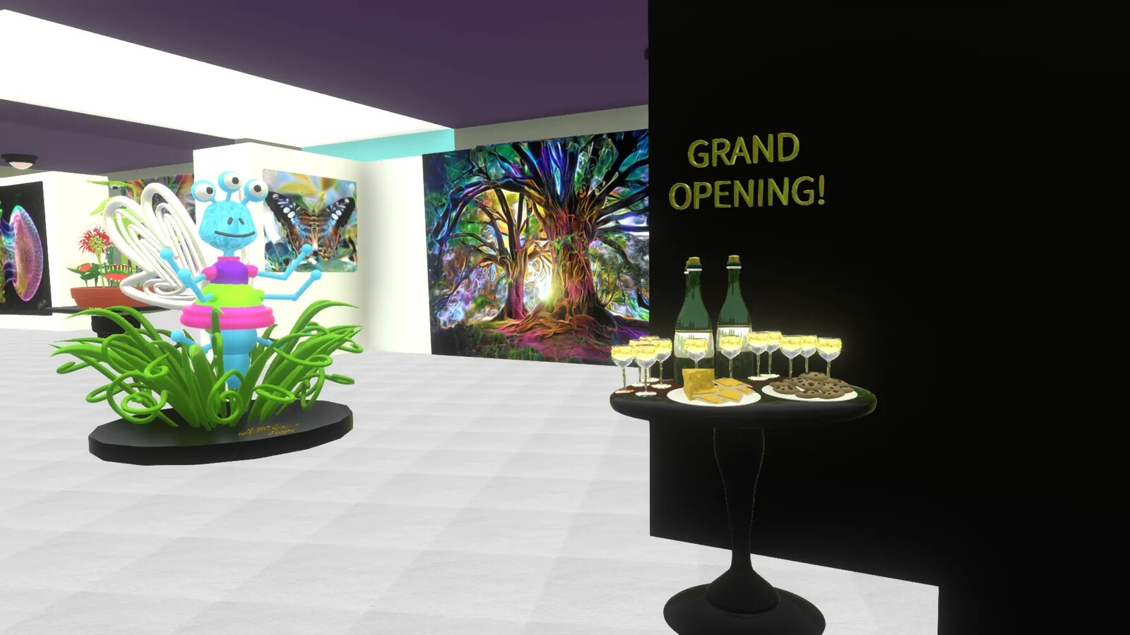 Opening night champagne &amp; cheese in art gallery
