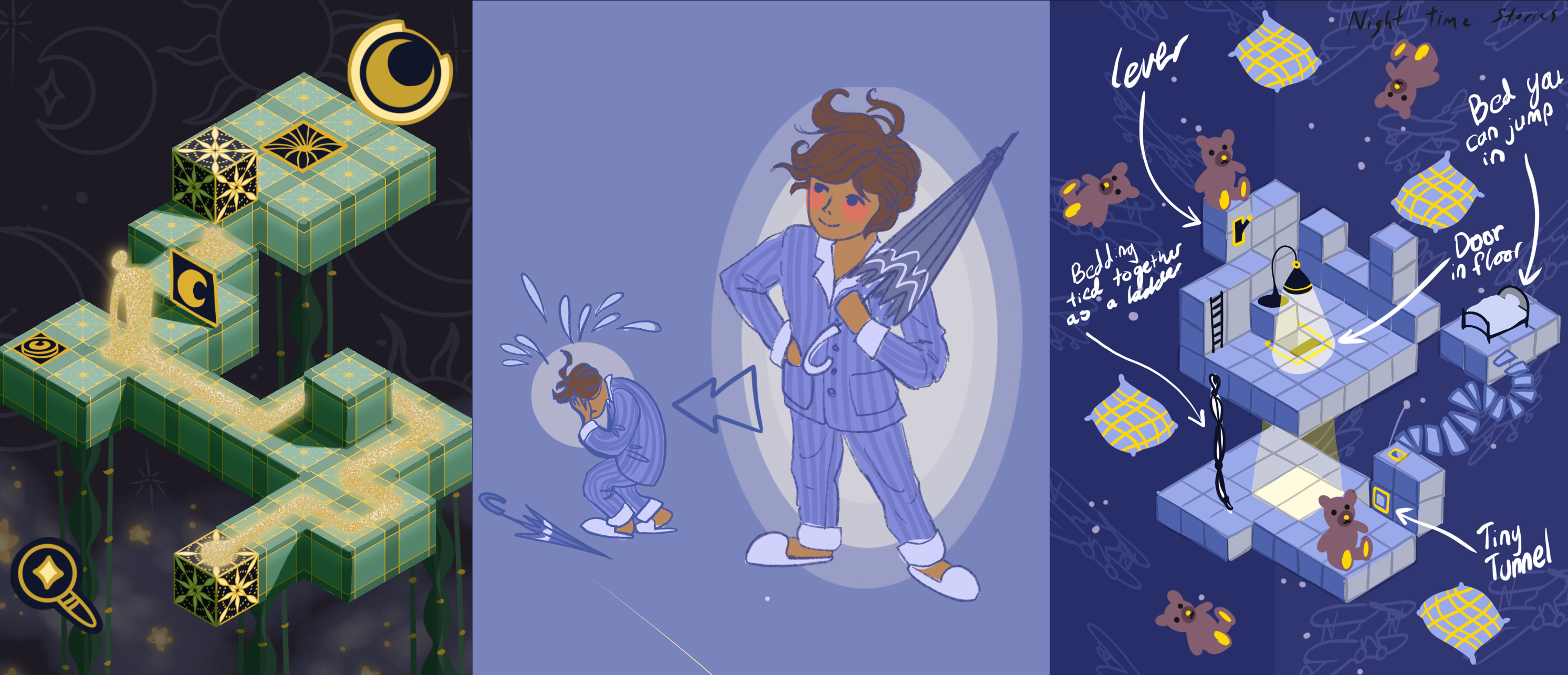 A mockup and some inital sketches i did during the preproduction phase