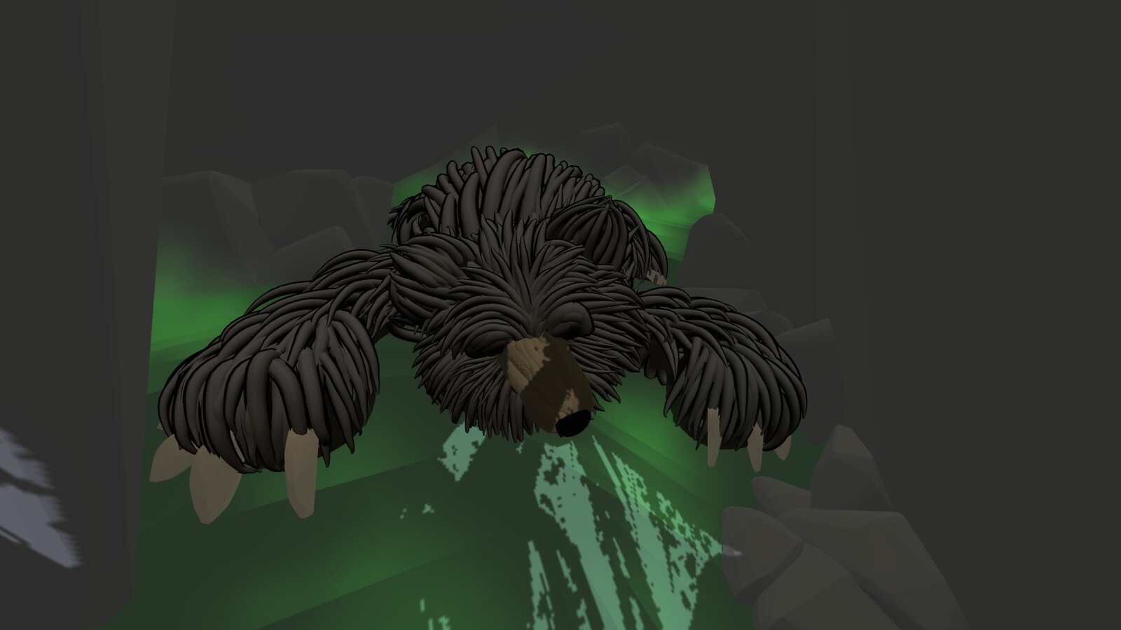 Bear sleeping in cave