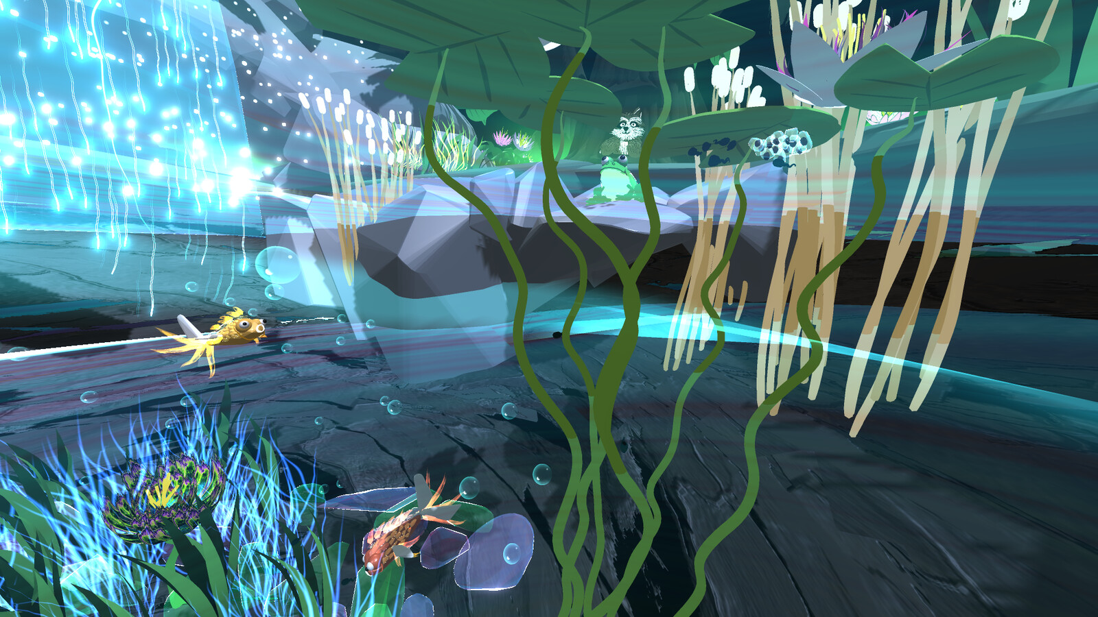 Underwater in the pond