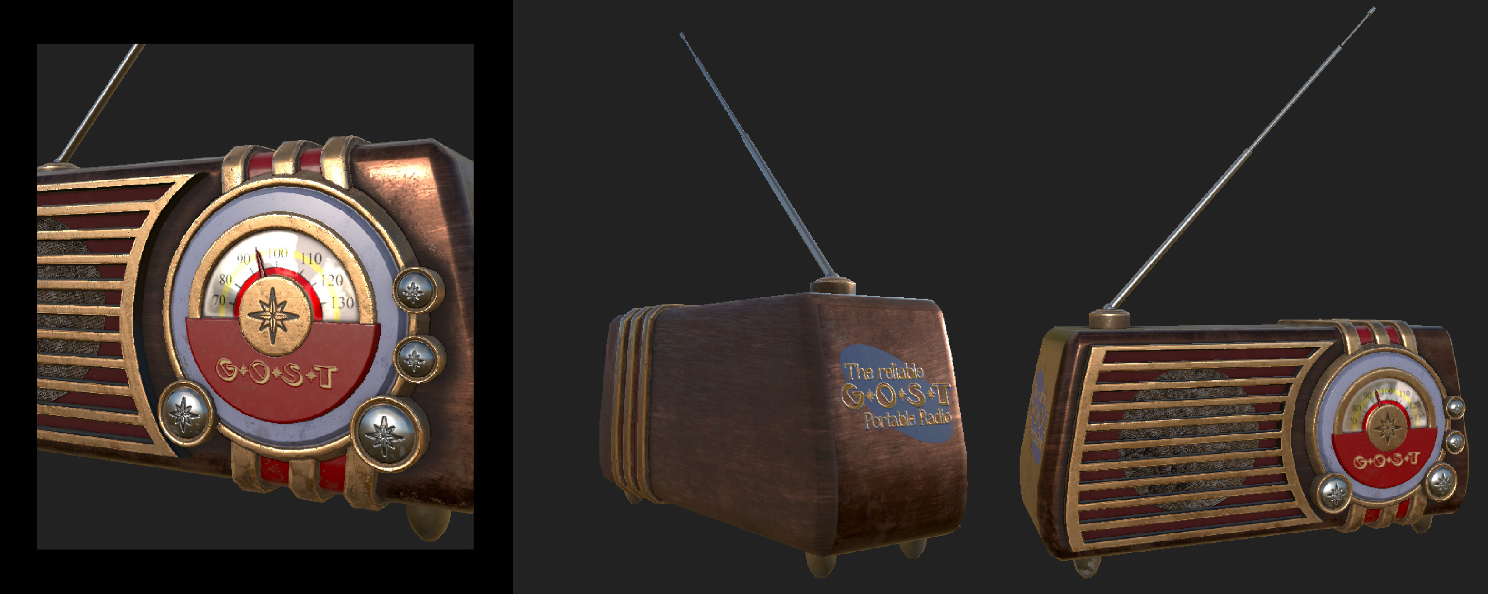 One of the assets i got to do during this game project. i especially enjoyed making the brand name of the radio the same as our group name!