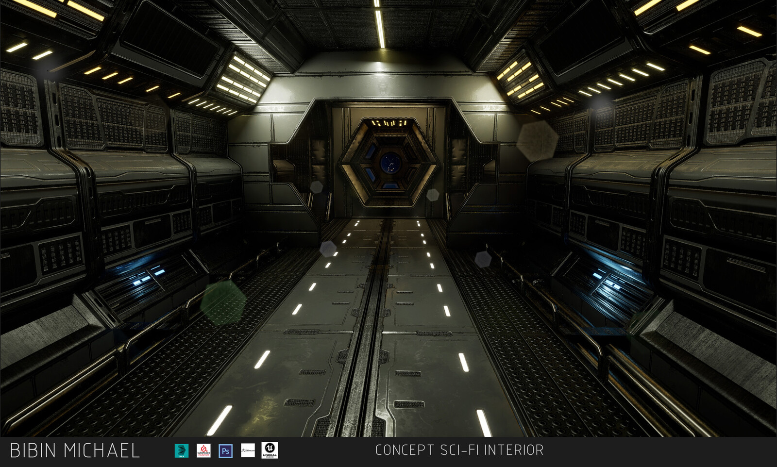 Concept sci-fi Spaceship interior