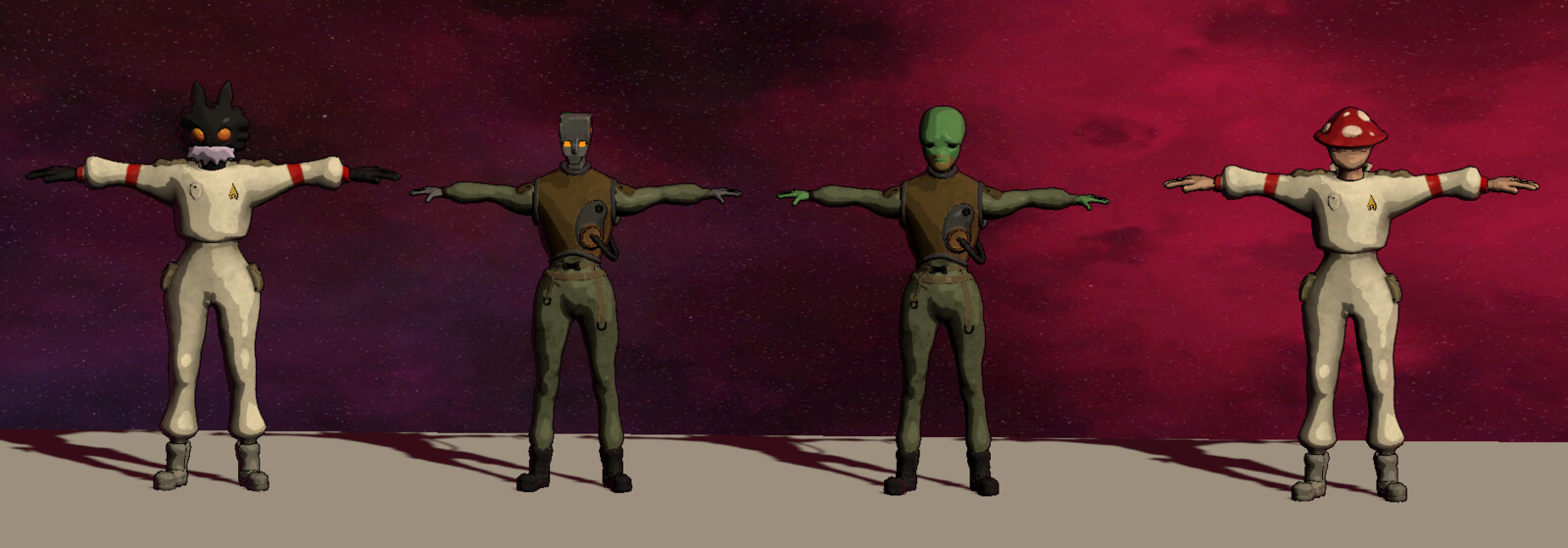 Customers T-posing. Customer bodies modelled by Samori Bryan.