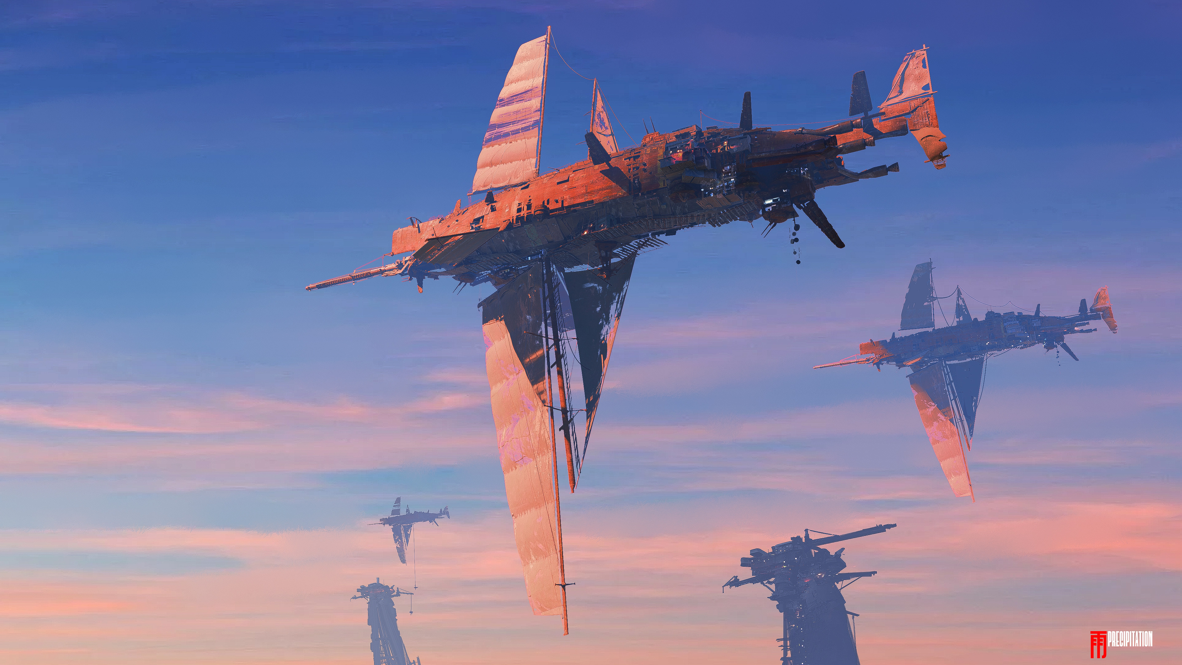Exile fleet resupplying before battle.