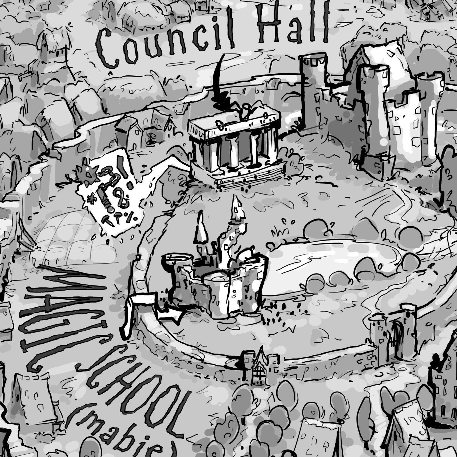 I love how the labels are part of the illustration and are subject to some of the same rules as the rest of the illustration.