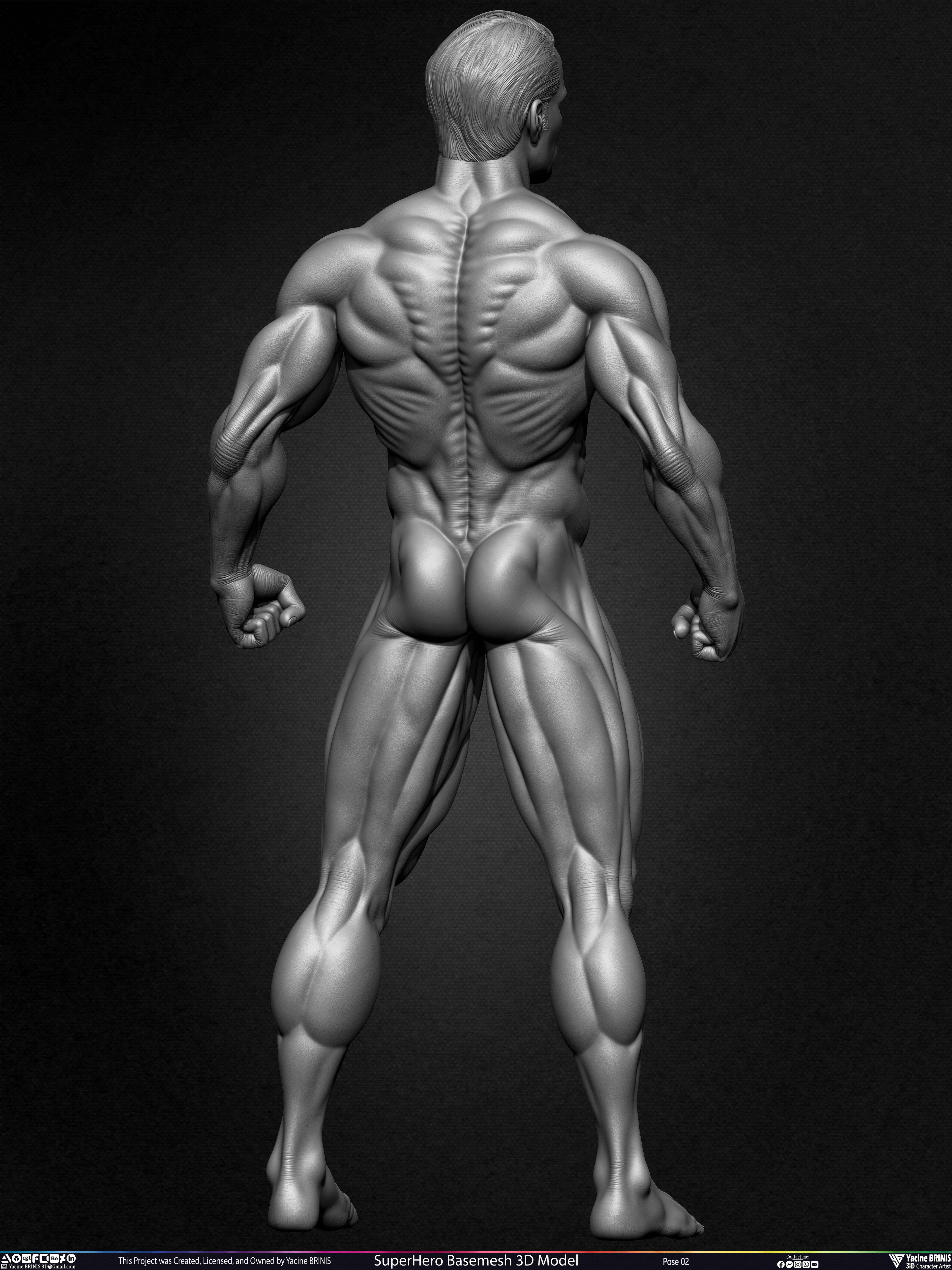 Super-Hero Basemesh 3D Model - Henry Cavill- Man of Steel - Superman - Pose 02 Sculpted by Yacine BRINIS Set 008