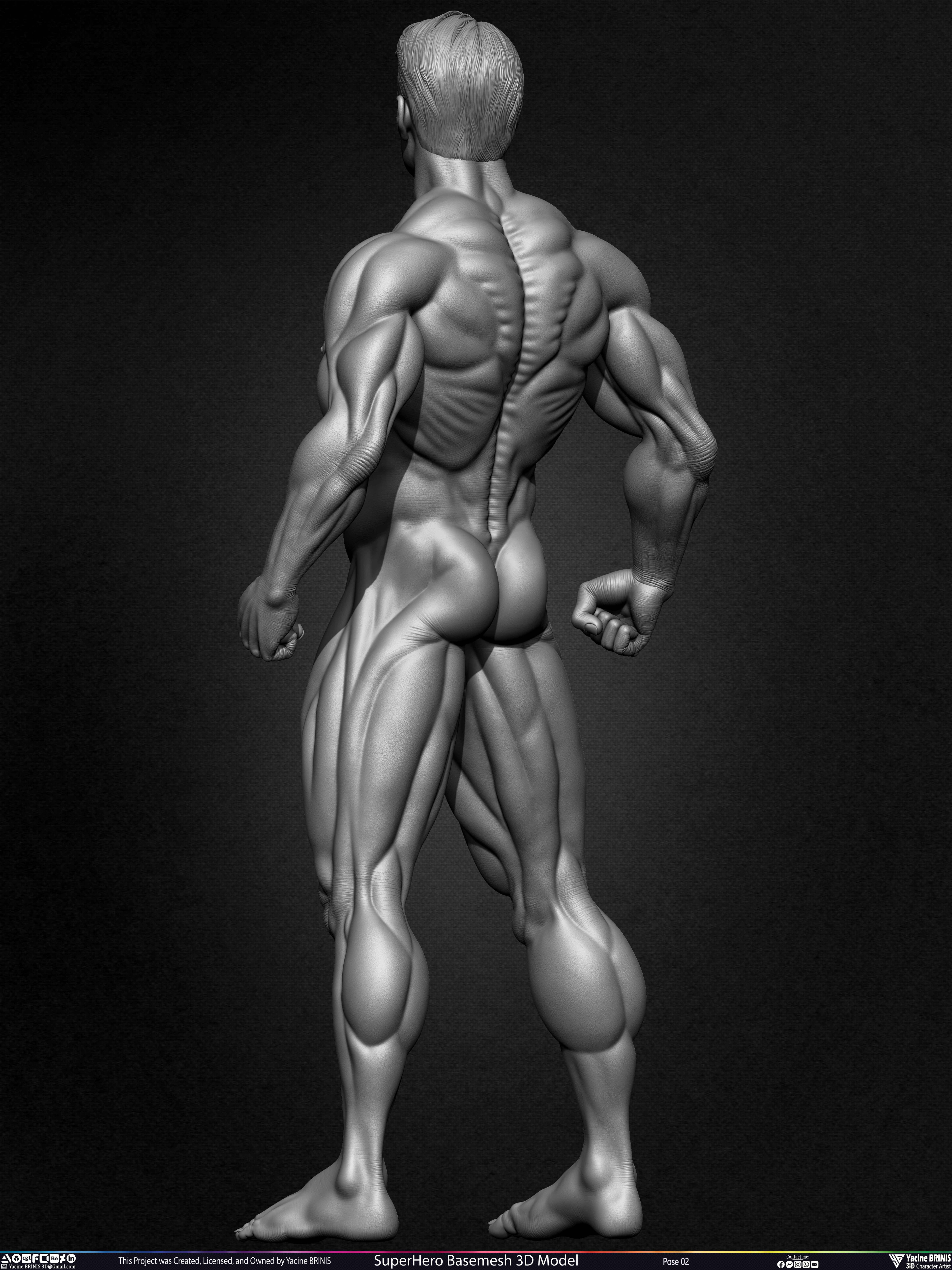 Super-Hero Basemesh 3D Model - Henry Cavill- Man of Steel - Superman - Pose 02 Sculpted by Yacine BRINIS Set 011