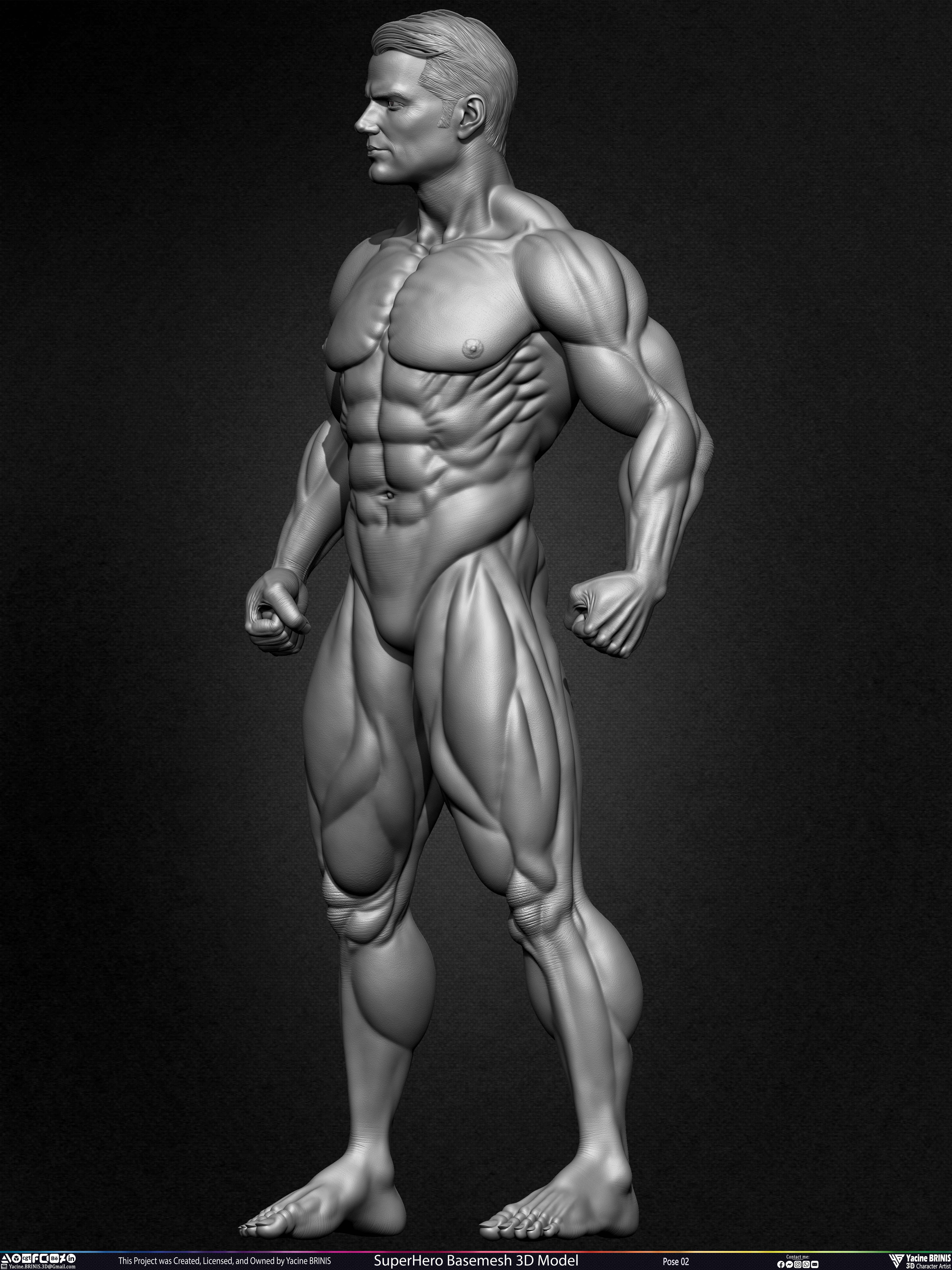 Super-Hero Basemesh 3D Model - Henry Cavill- Man of Steel - Superman - Pose 02 Sculpted by Yacine BRINIS Set 012