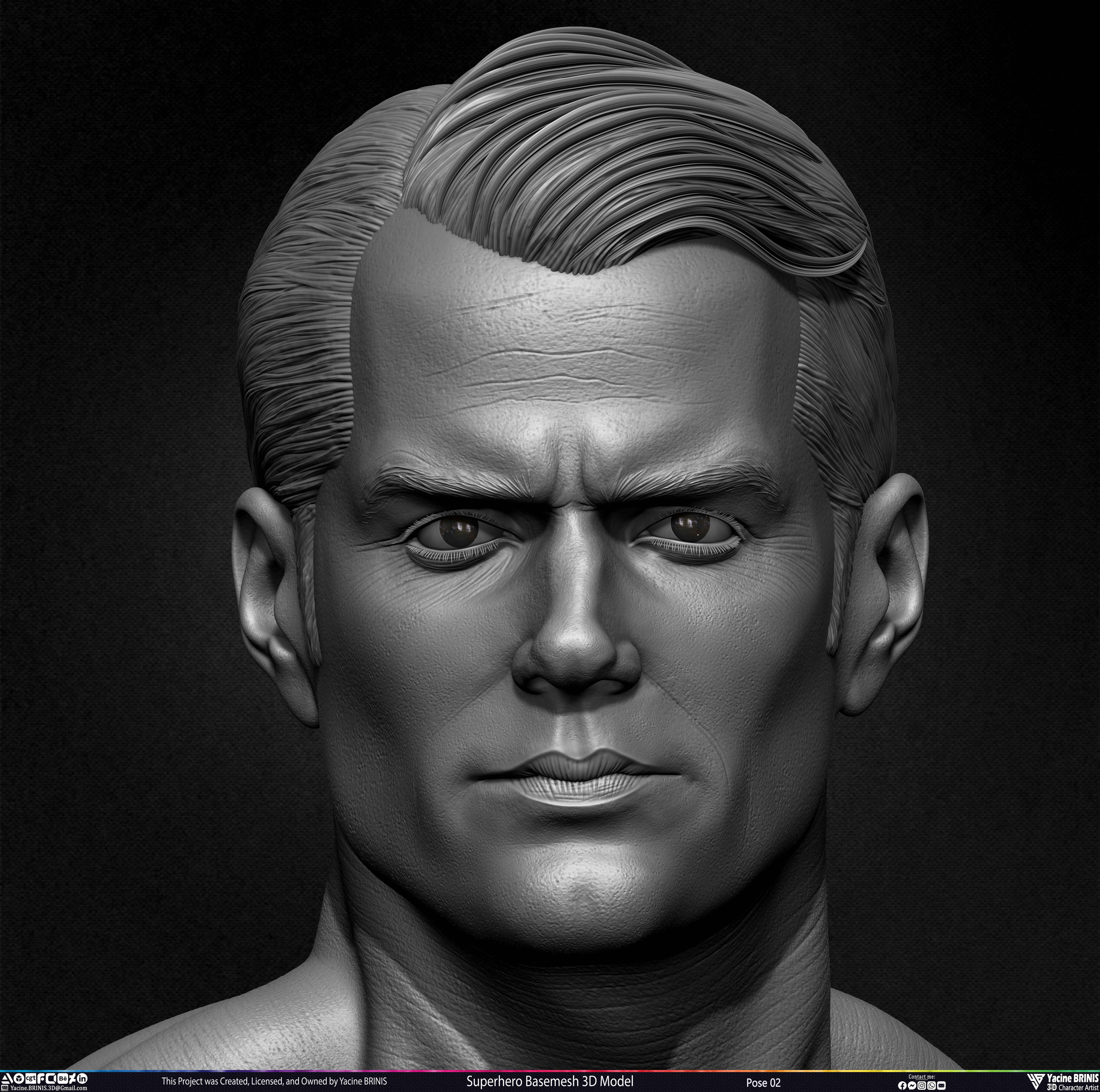 Super-Hero Basemesh 3D Model - Henry Cavill- Man of Steel - Superman - Pose 02 Sculpted by Yacine BRINIS Set 021
