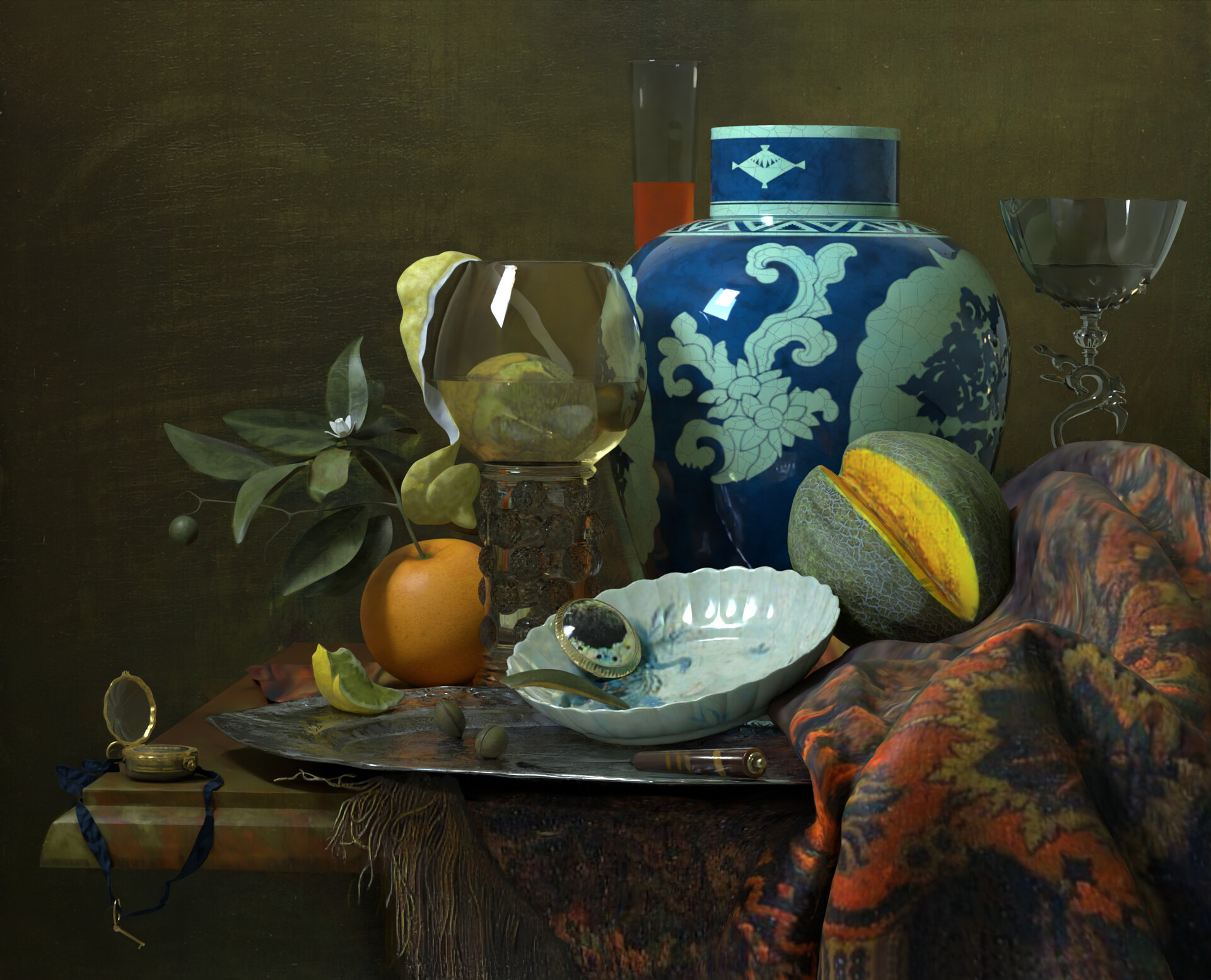 ArtStation - Still Life. Reconstruction of the painting. Willem Kalf ...