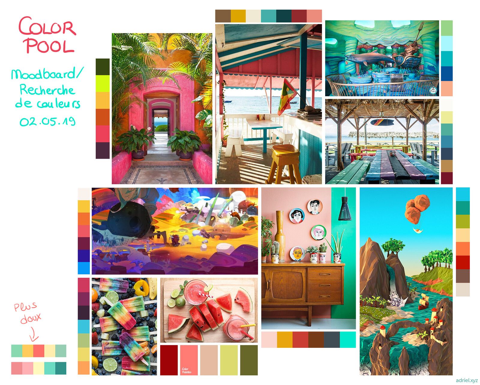 Moodboard based on keywords "summer, beach, fresh, colorful"