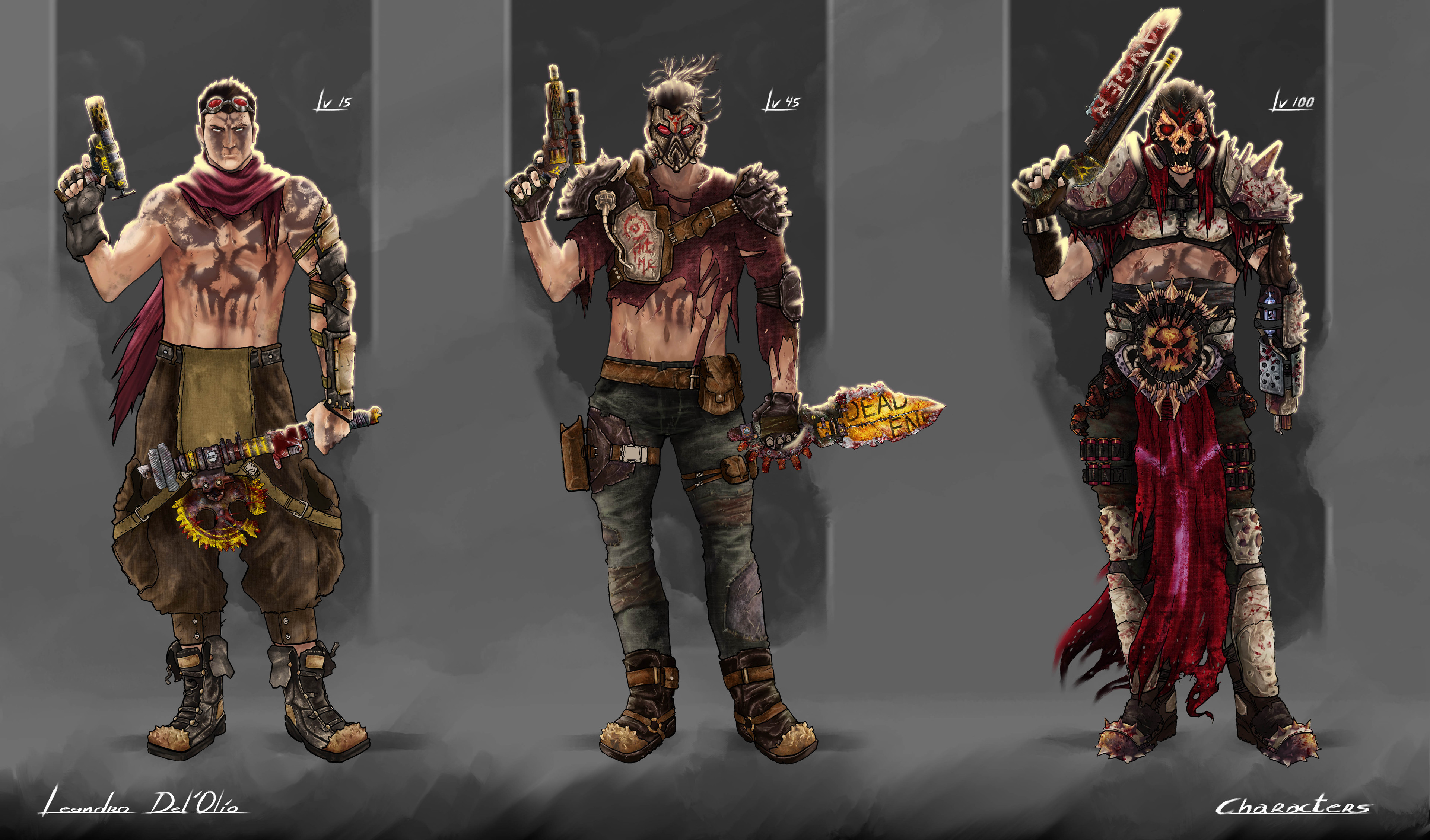 The main Character:
Level 1-15 "the Lost Boy"
(A survivor and resourceful)
Level 15-35 "the Hunter"
(Ferocious and dangerous)
Level 35-100 "the Warlord"
(Ambitious and Dangerous)
