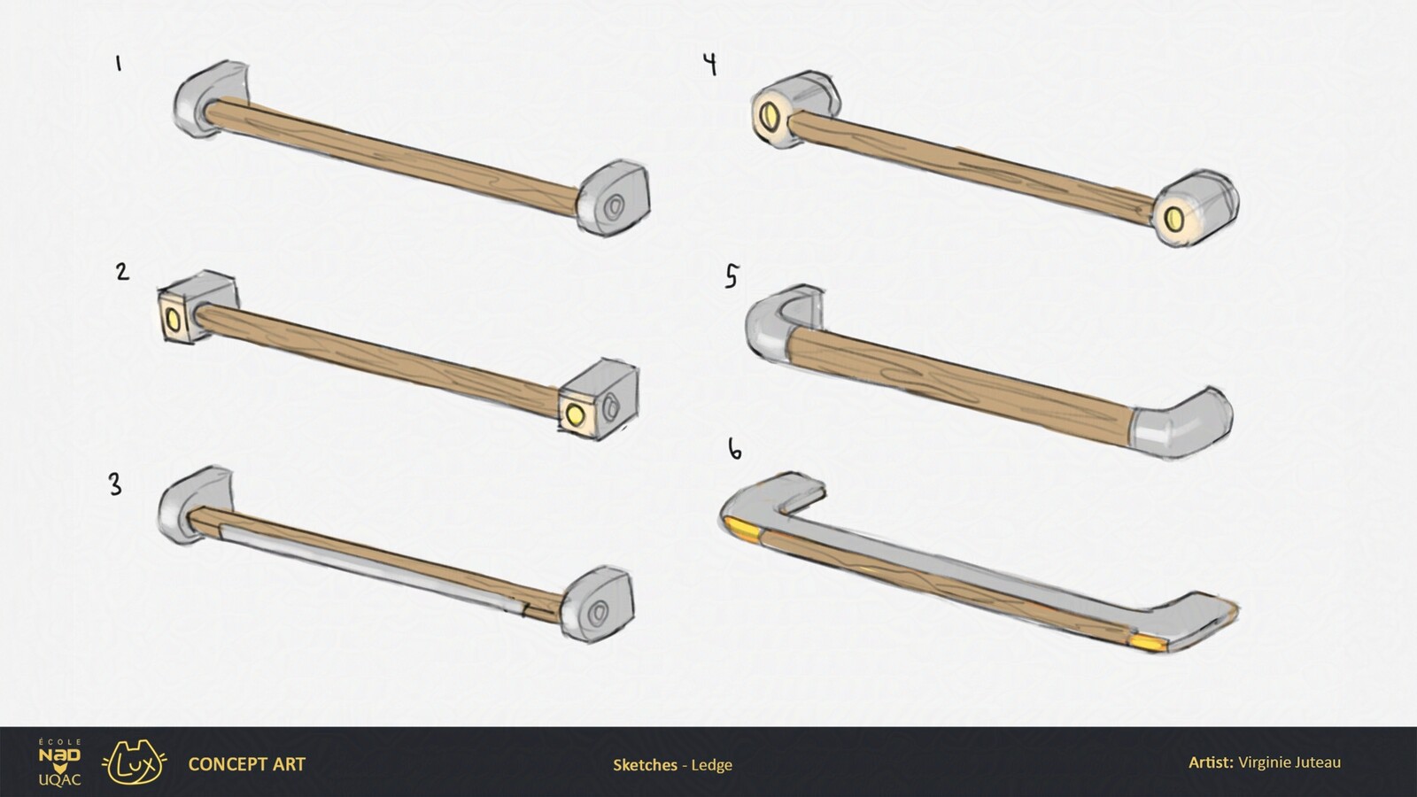 Production sketches for the ledge used for the platforming.