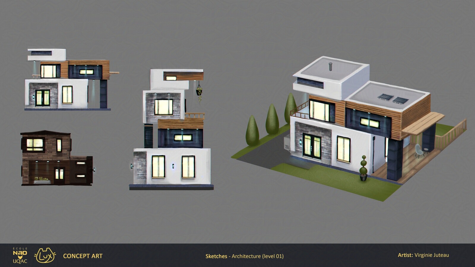 Production sketch of houses for level 01.