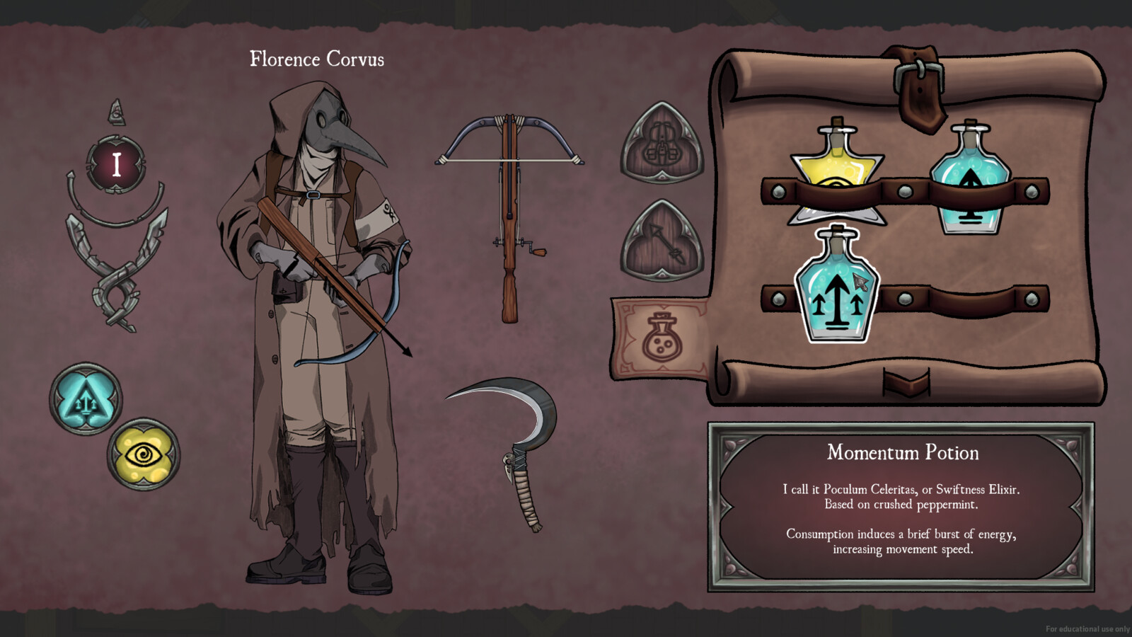 In-game screenshot of the potion part of the inventory