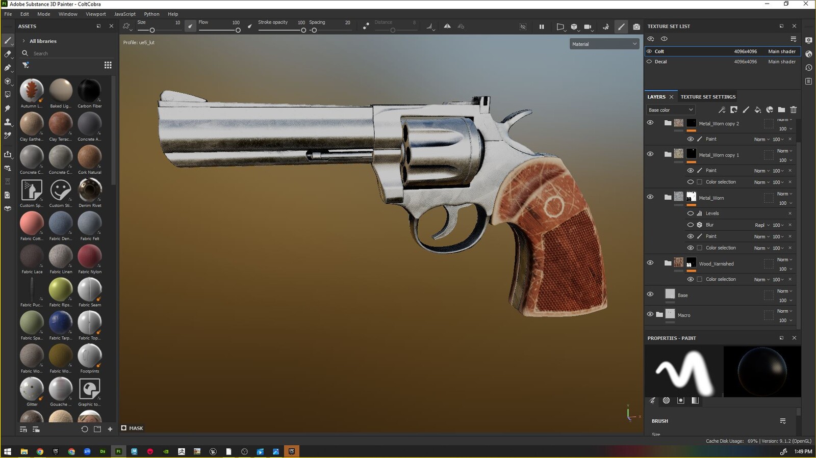 A Preview of the Smart Materials at work, they generate the proper Masks for the Wear,Dirt,Damage and Smudging while also allowing a quick Material Preview in Viewport.