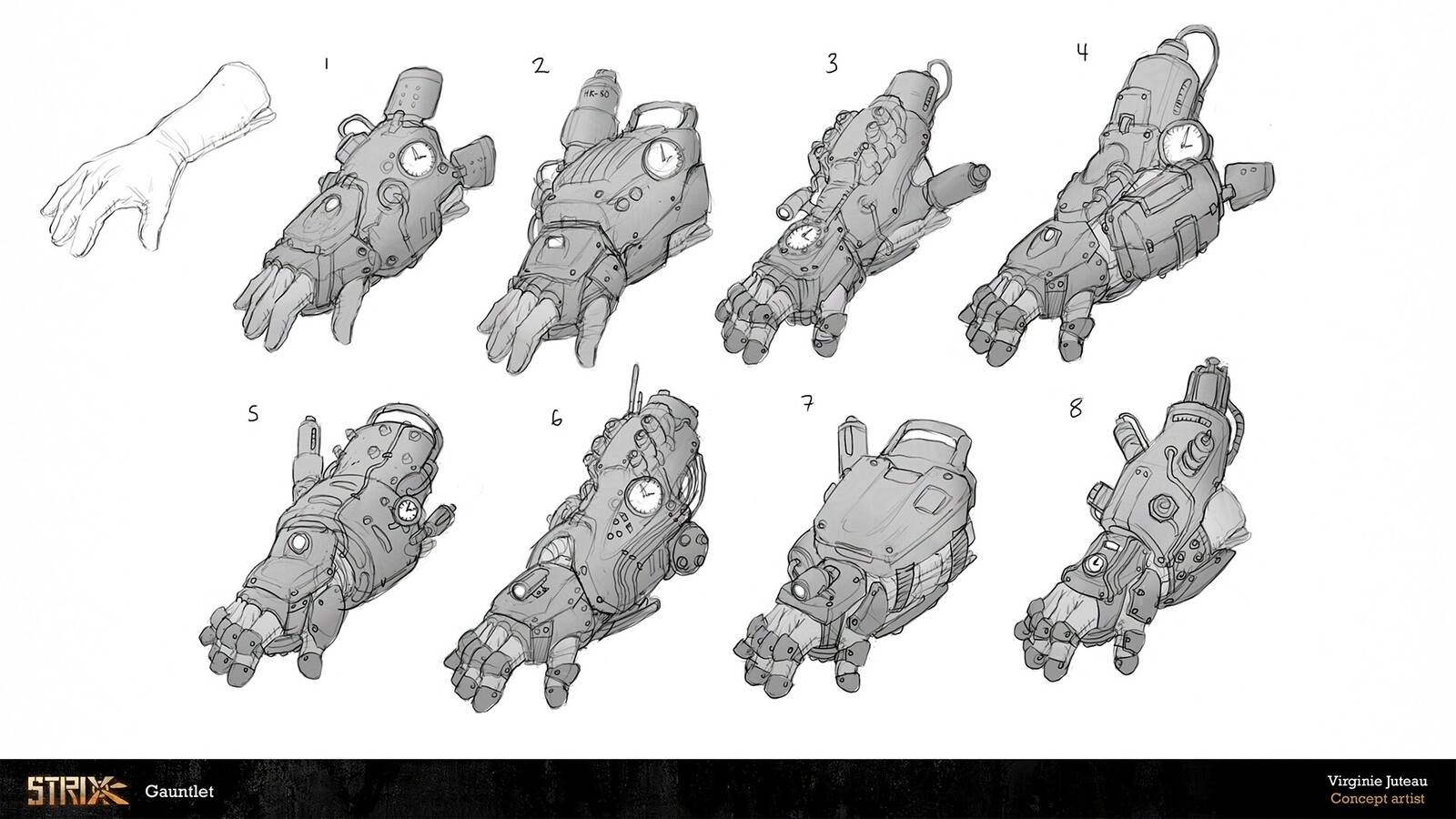 Nickela uses a mechanical gauntlet to repair and interact with the weapons by using magnetic technology.