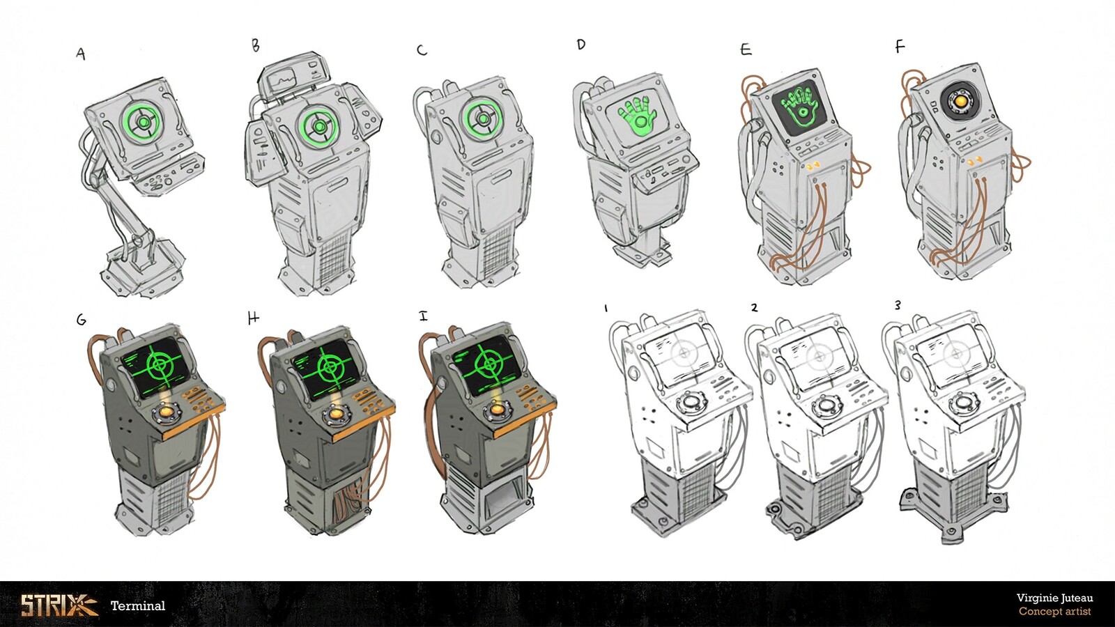 The terminal is an important gameplay prop since the player must interact with them to control the guns. It had to be very visible in the foggy environment.