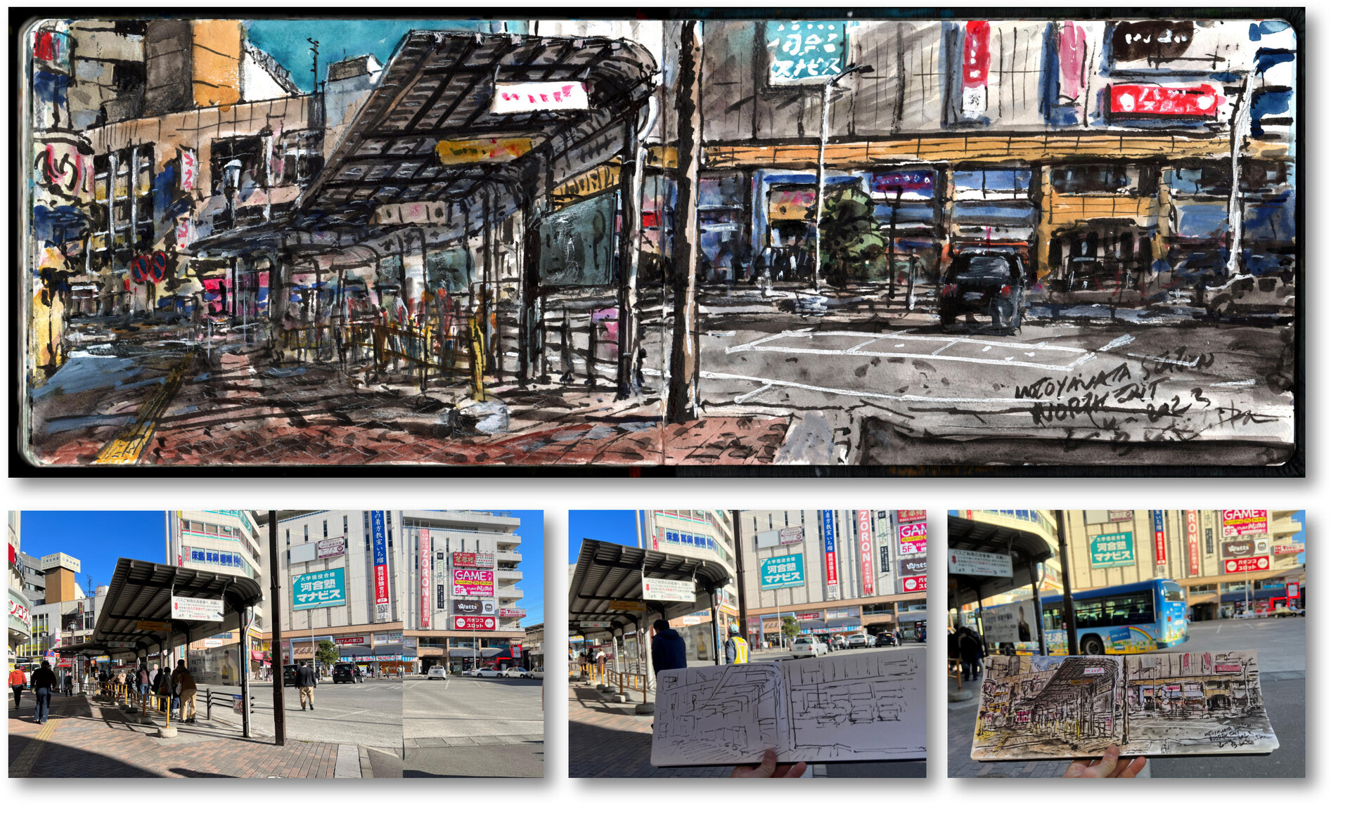 ArtStation The Bus Stop At Motoyawata Station South Exit artstation-the-bus-stop-at-motoyawata-station-south-exit