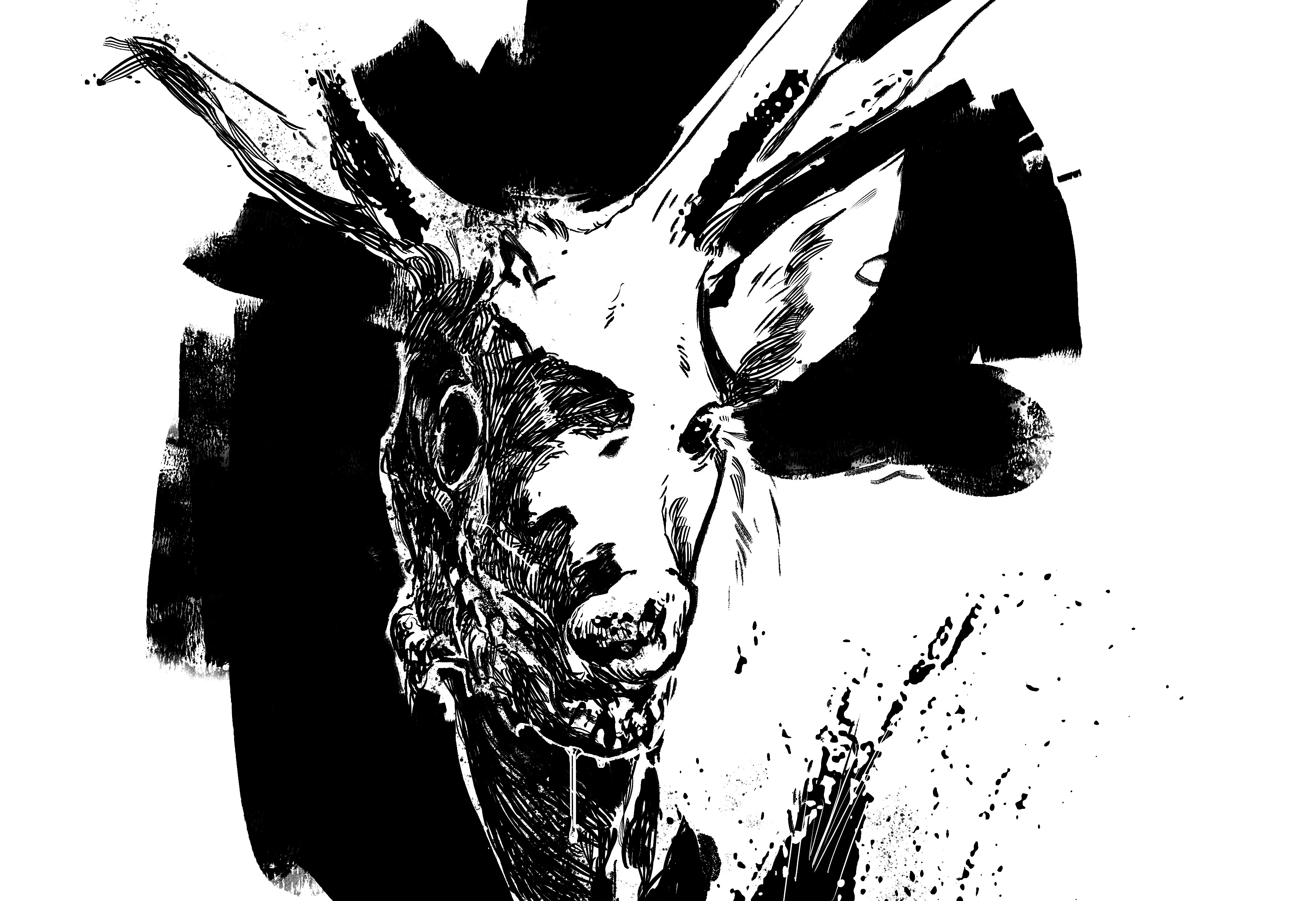 For a bit the deer was going to be really 'peeled.' BLUR thought the asymmetry might read funky on screen and I think they were right.