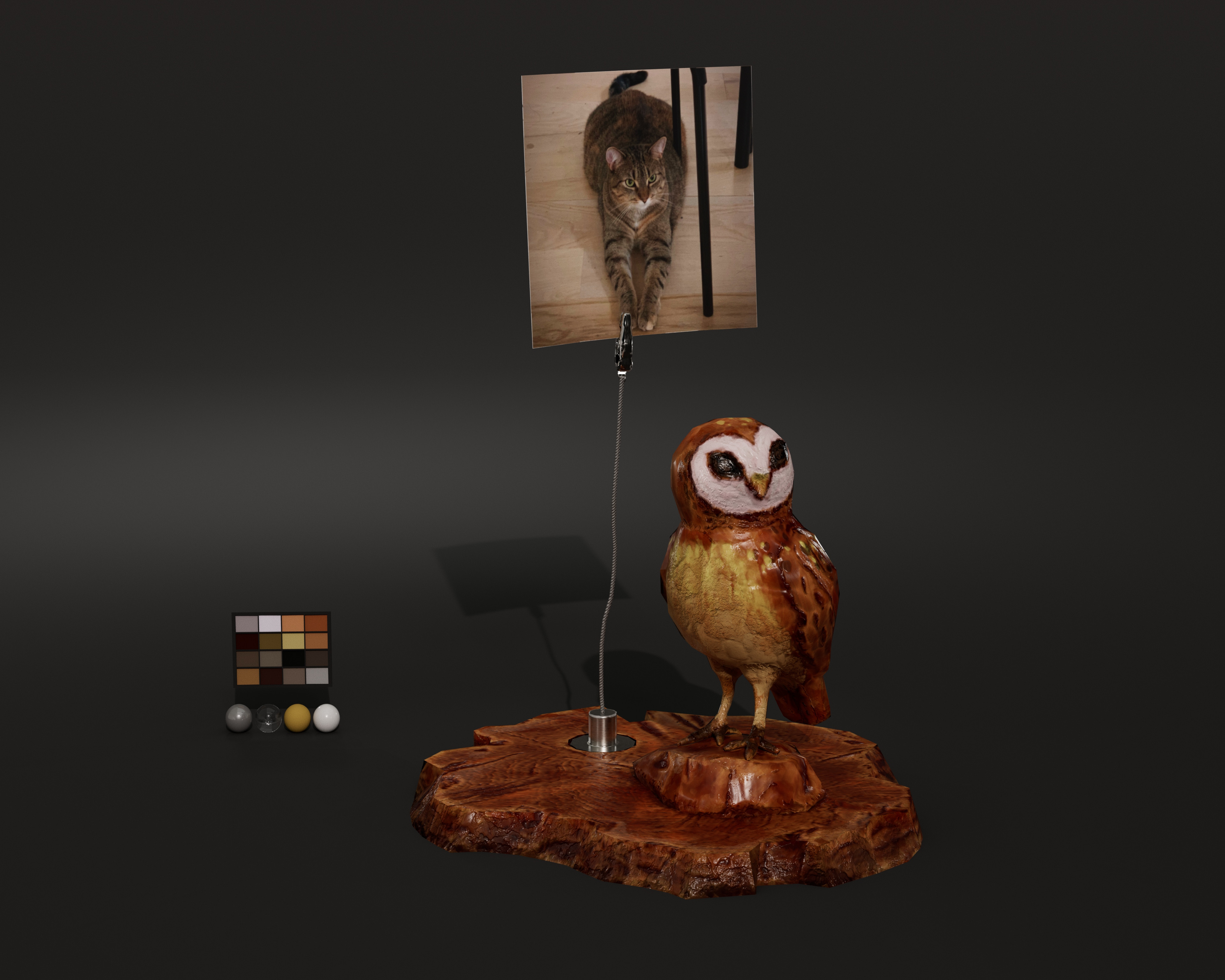 Wooden owl decor ( Front, Arnold )
