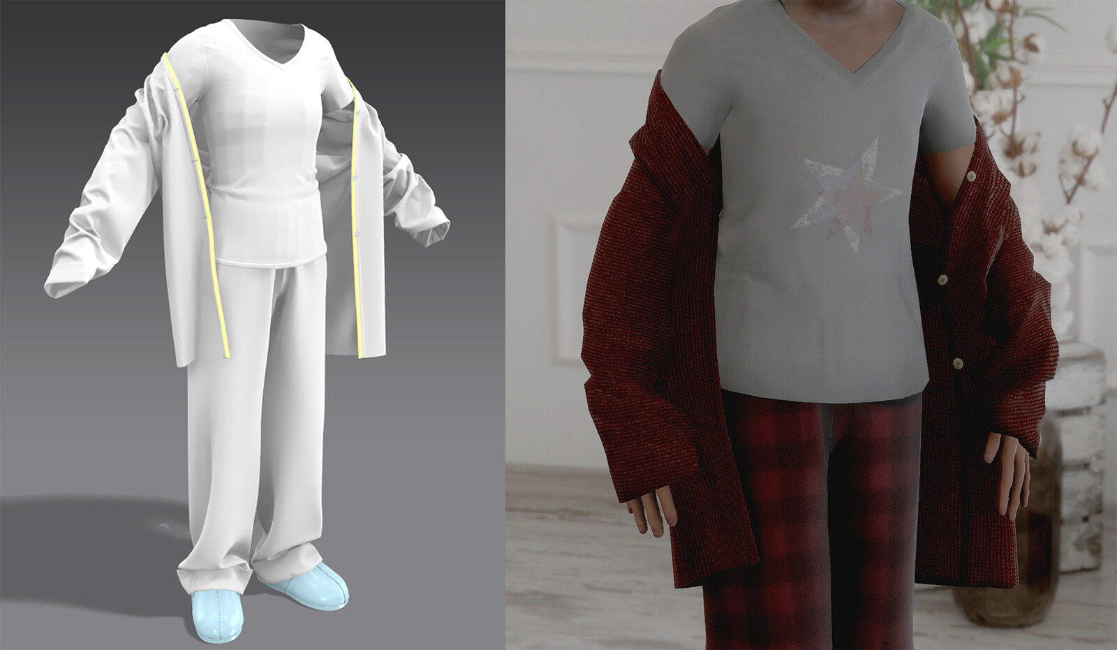 Clothing made in Marvelous Designer.