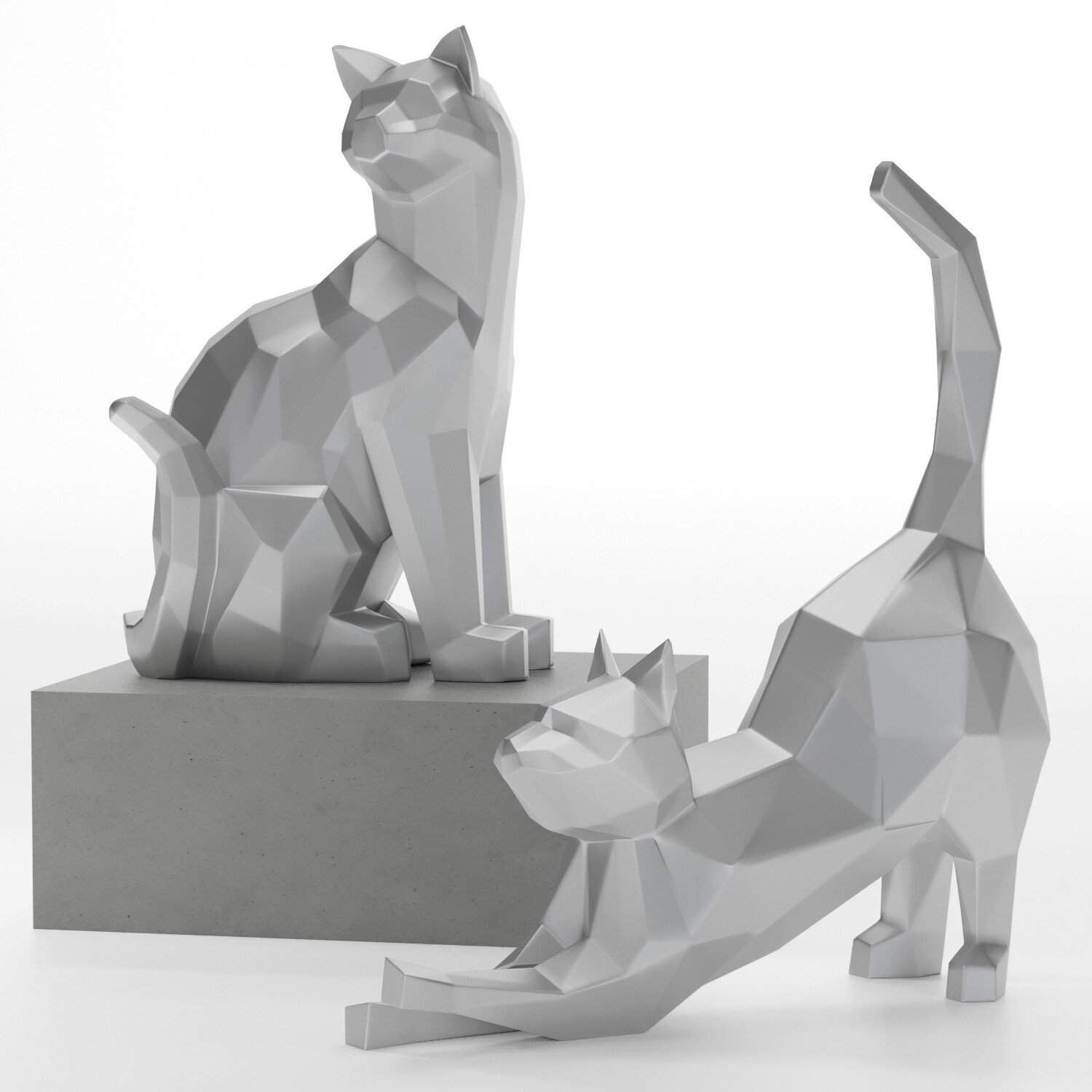 ArtStation - geometric cat statue