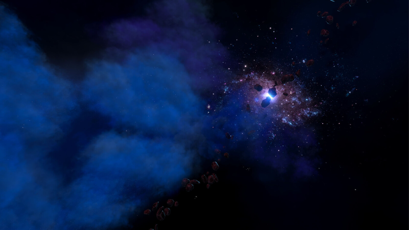 Mostly a lot of cloud and nebula cards scattered in 360 degrees, with a bit of lighting and VFX to liven it up.