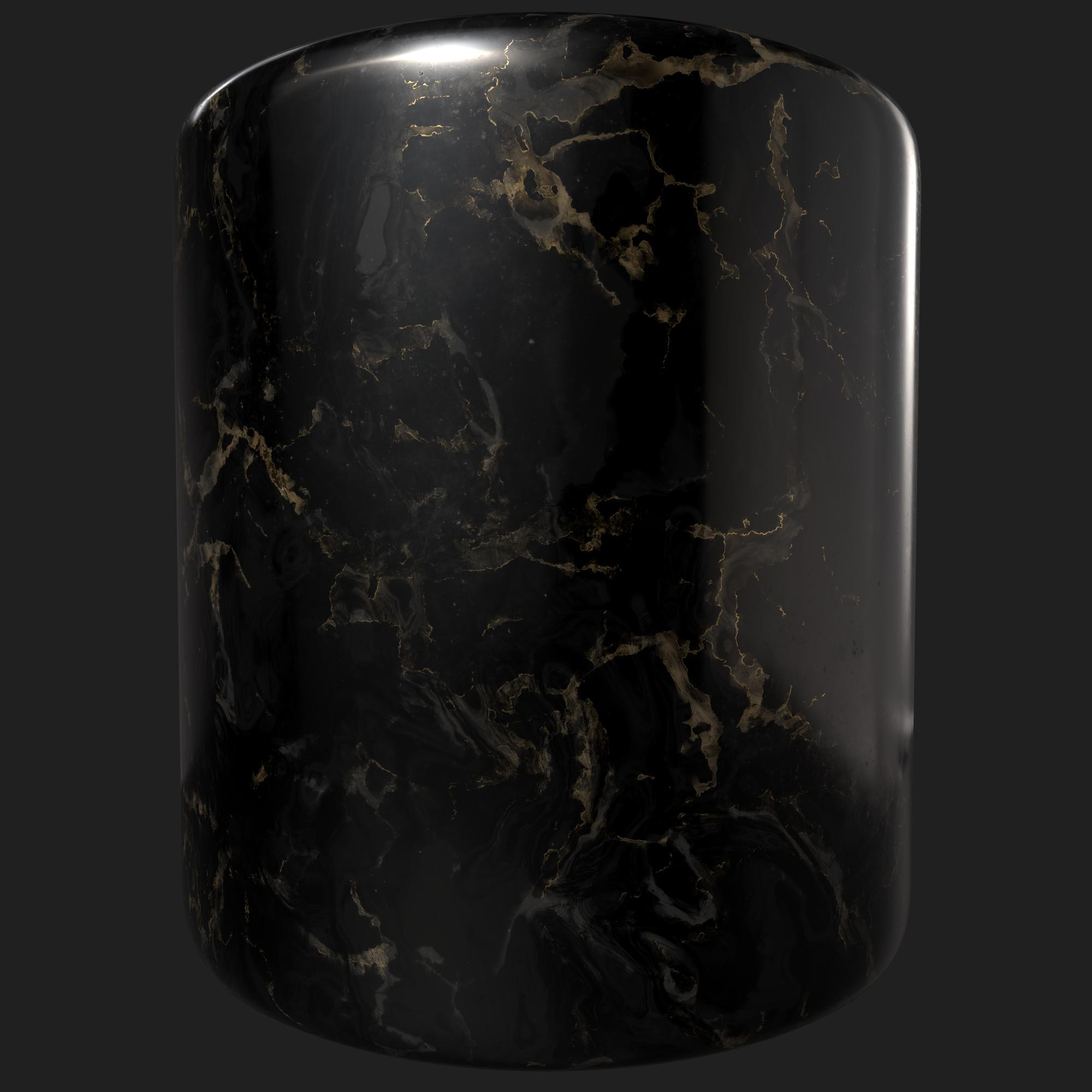 The black marble material, created and rendered in Substance Designer