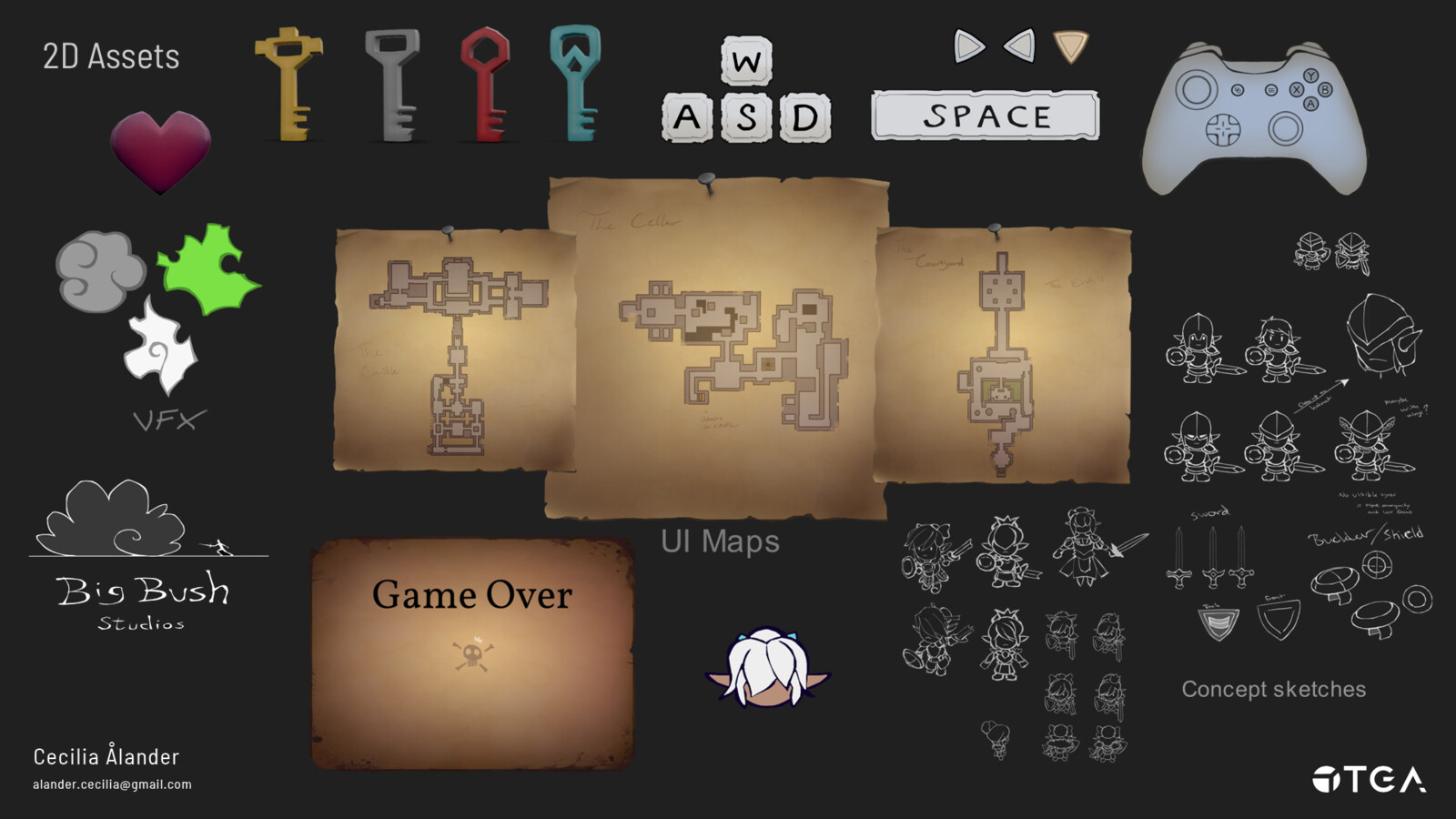 UI assets and concept skteches for game project #4