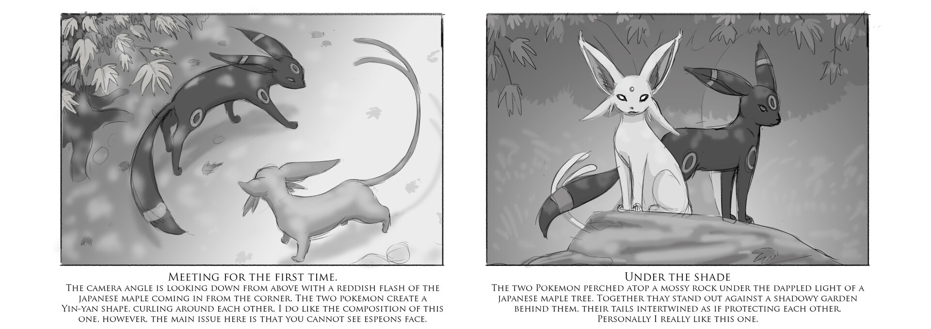 ArtStation - Espeon and Umbreon, image size:1920x679