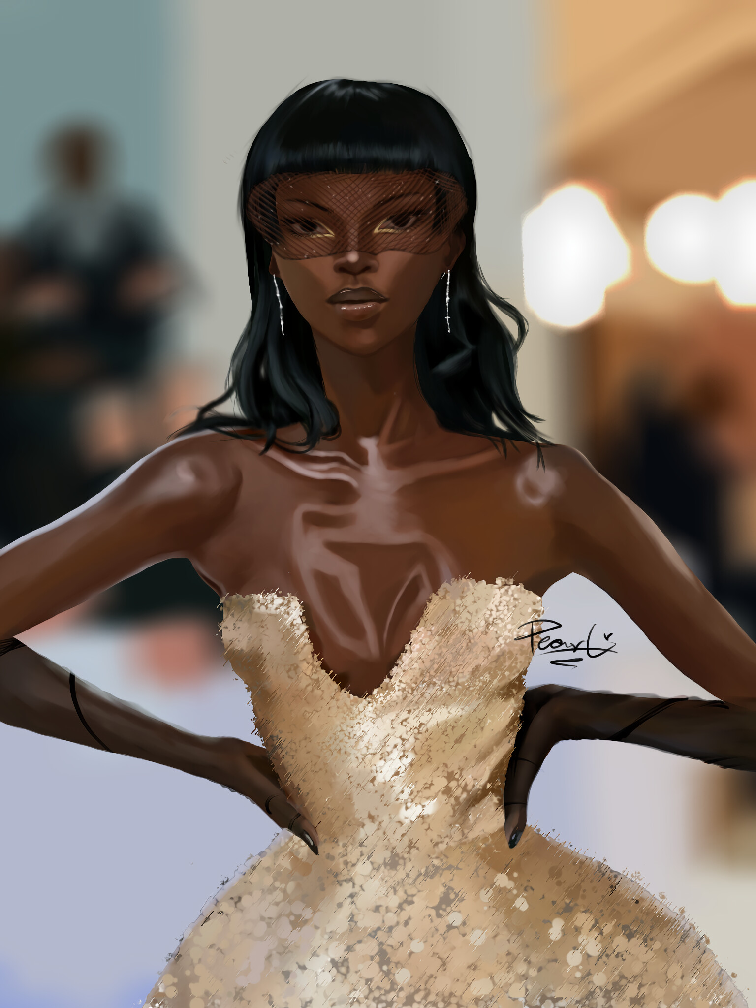 anok yai gold dress Shop Gold Scarf Chain Necklace main image 0