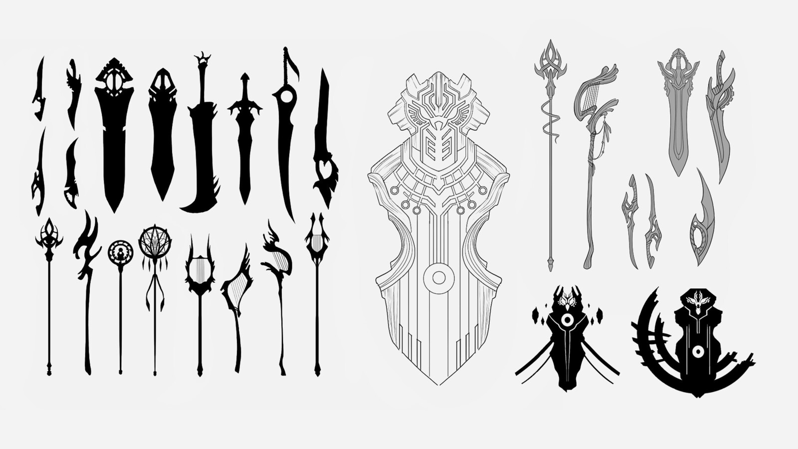 Prop designs (weapons and Talon's stone totem)