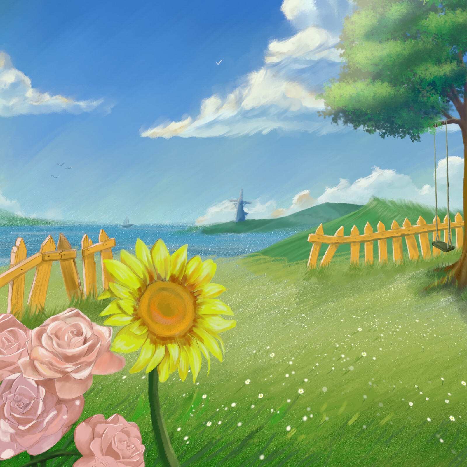 Adding daisies, and finishing detailing