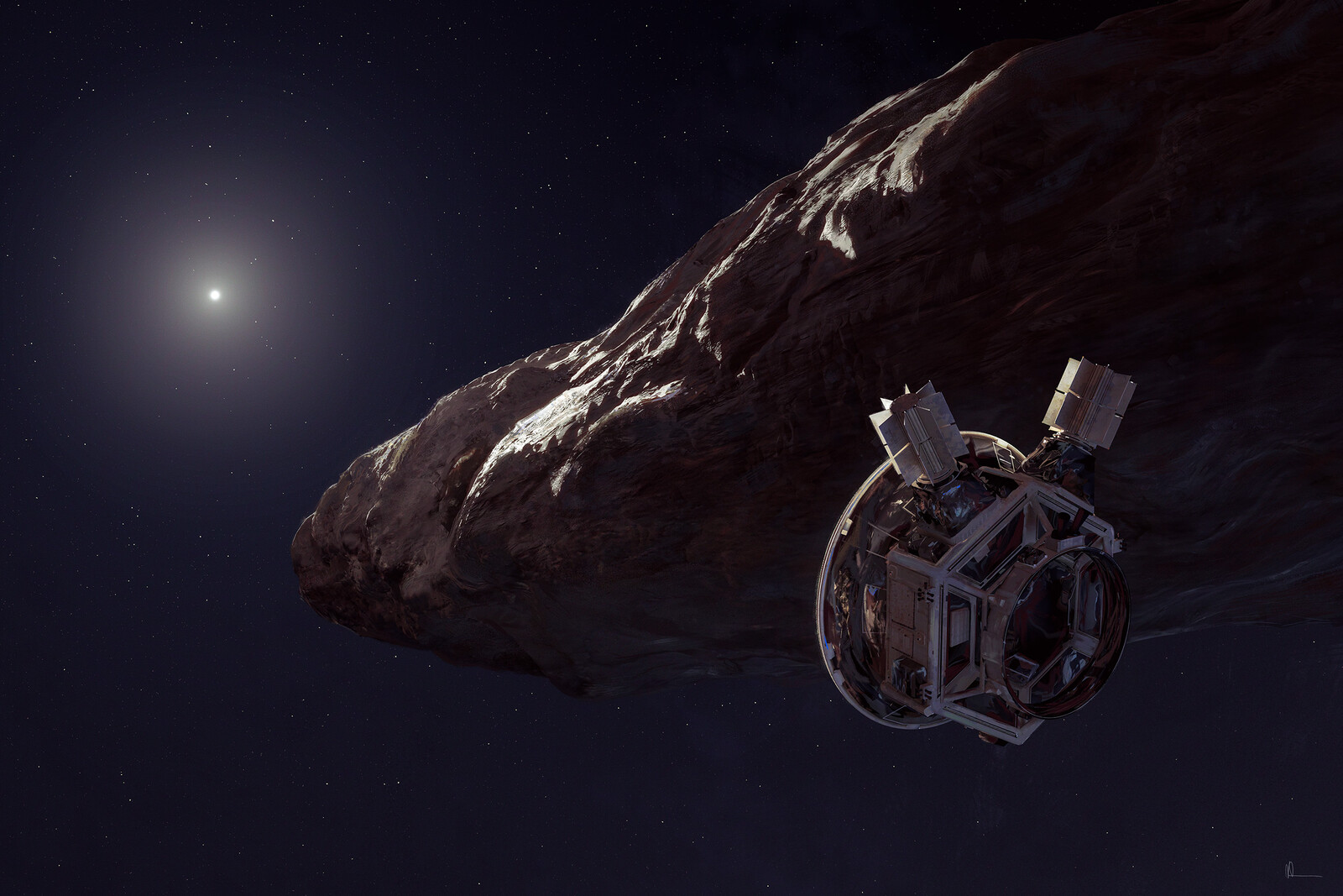 Lyra spacecraft flying by Omuamua, 26 years after the launch.